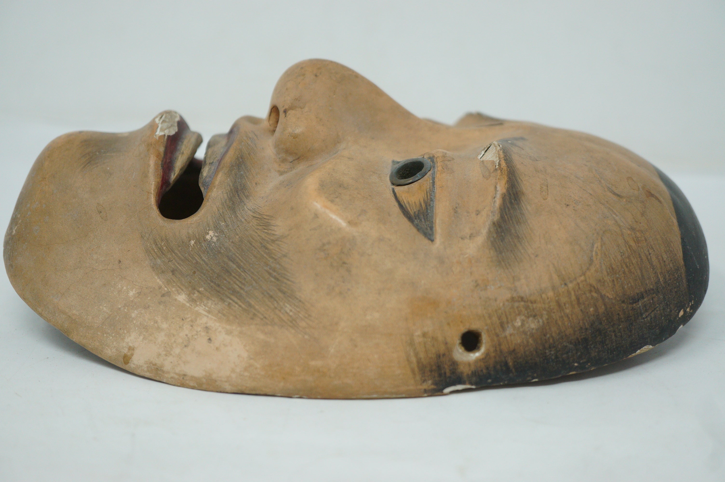 Japanese Meiji Era Noh-Theater Wooden Mask in Otoko Style Original from Japan 0331F10
