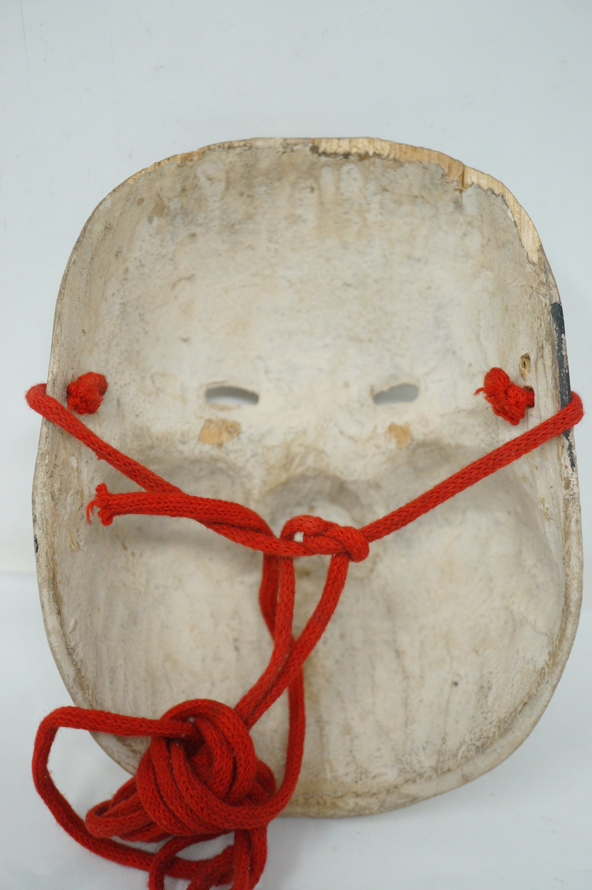 Japanese Meiji Era Noh-Theater Okame Style Wooden Mask Original in Linen Bag from Japan 0331F13