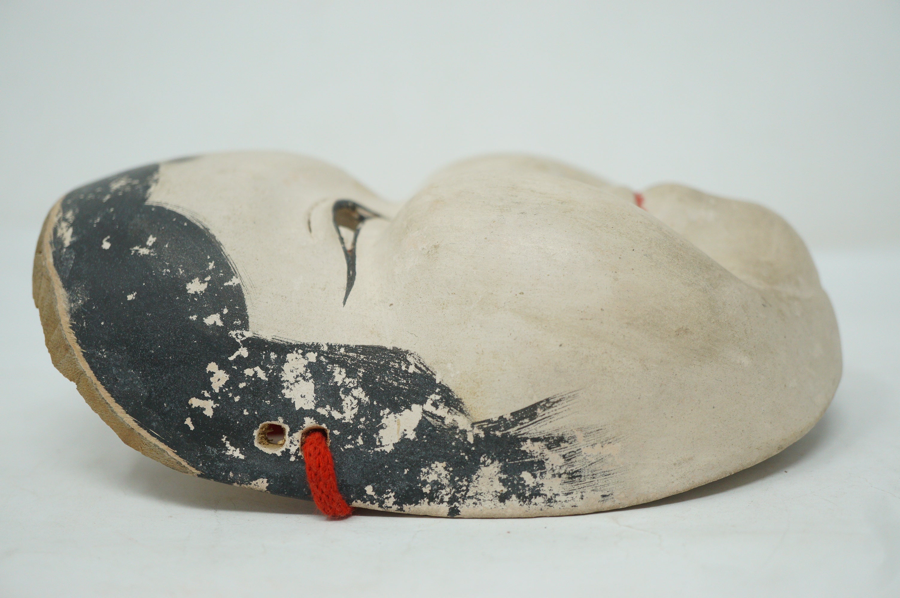 Japanese Meiji Era Noh-Theater Okame Style Wooden Mask Original in Linen Bag from Japan 0331F13