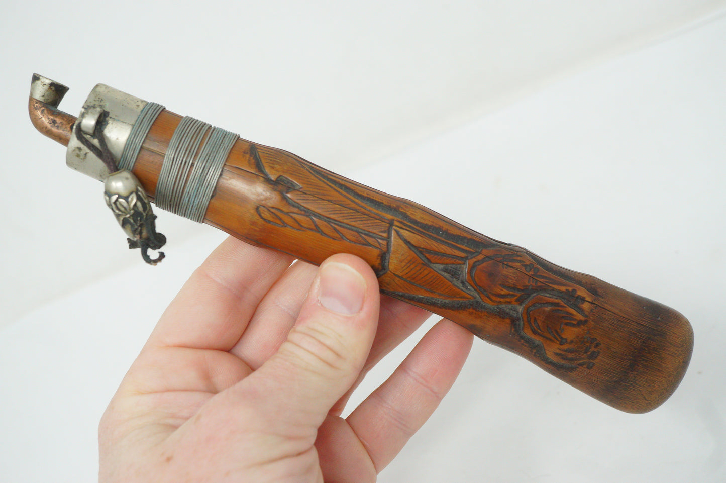 日本 Kisseru 烟斗和日本精心制作的竹制容器 0130F15