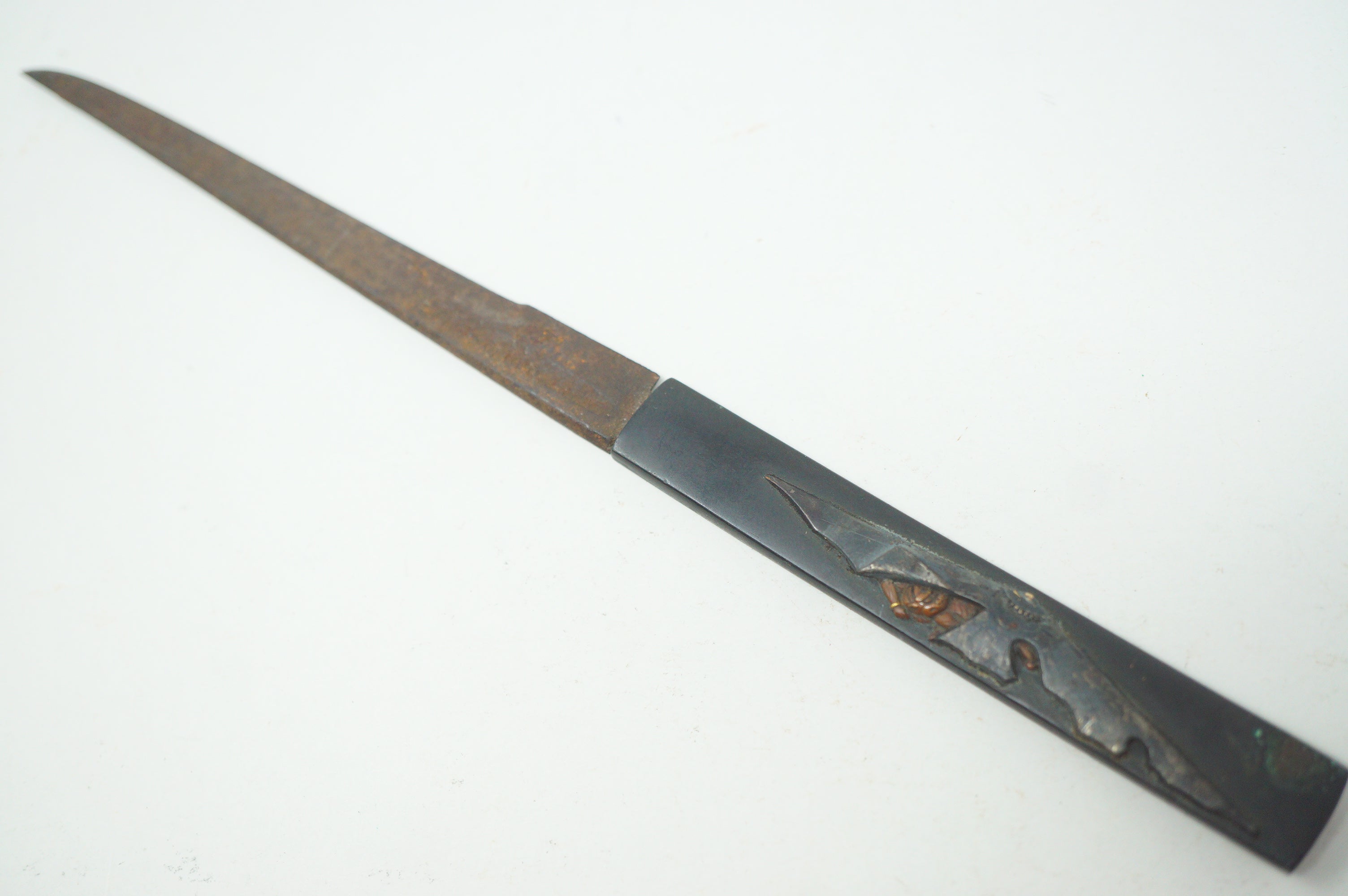 Japanese Kozuka Knife with Signed Handle & fine Images Antique Original from Japan 0901F17