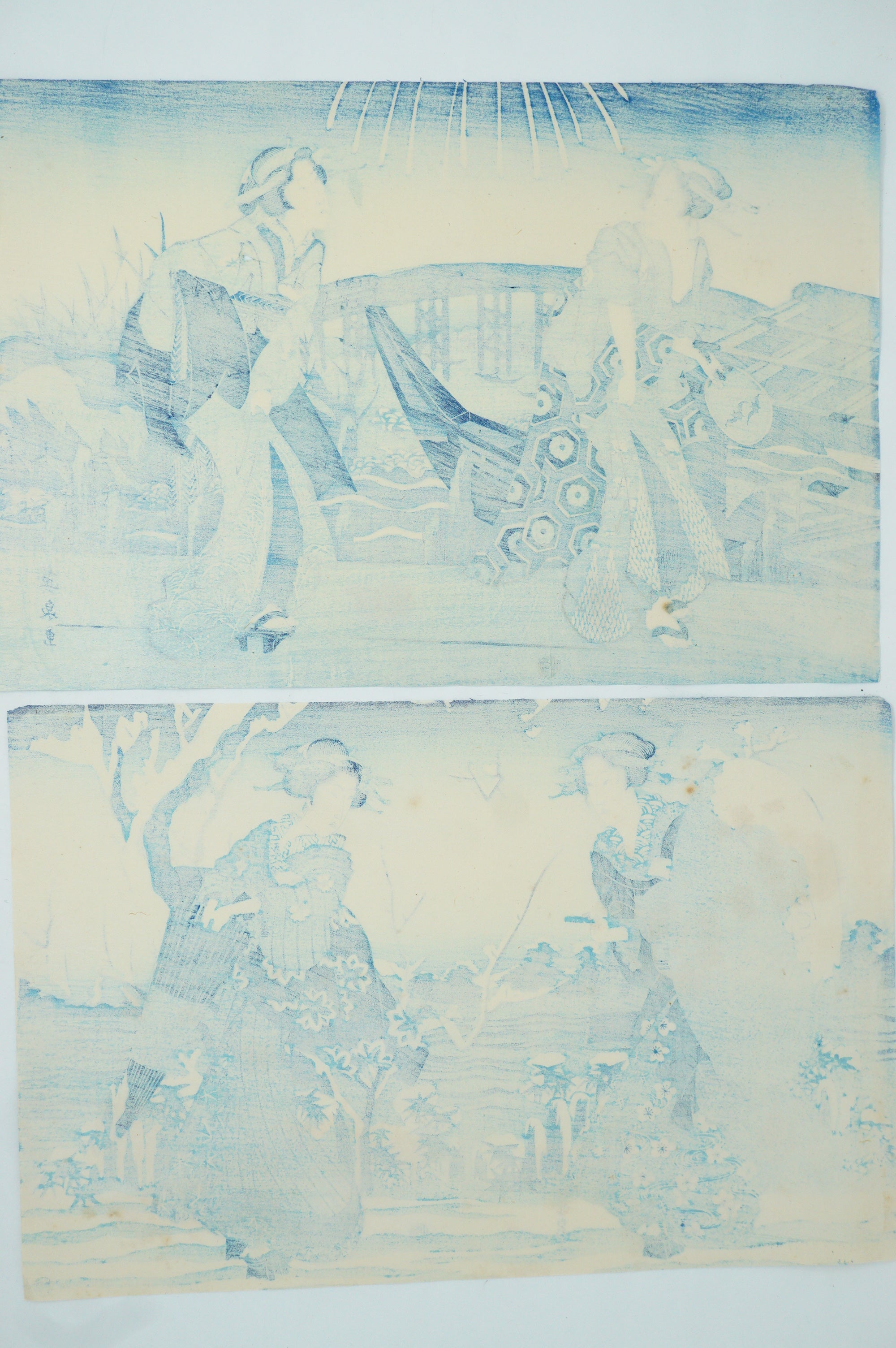 Japanese Woodblock Print Recarved or Original Set by Kaise Eisen - "Fireworks at Ryogoku" 0521F19