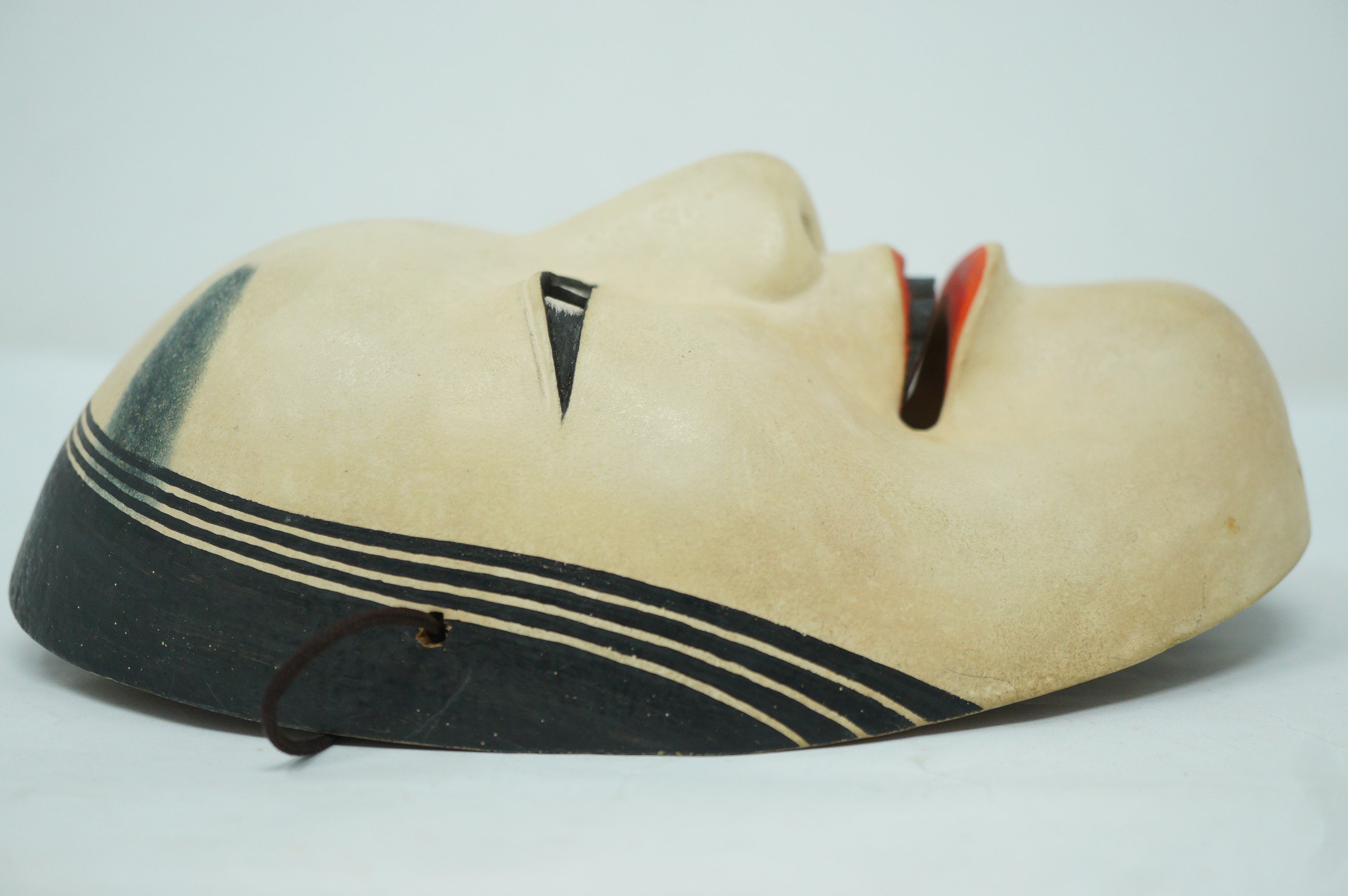 Japanese Noh-Theater Wooden Mask in Ko-Omote Style Signed Original from Japan 0331F1
