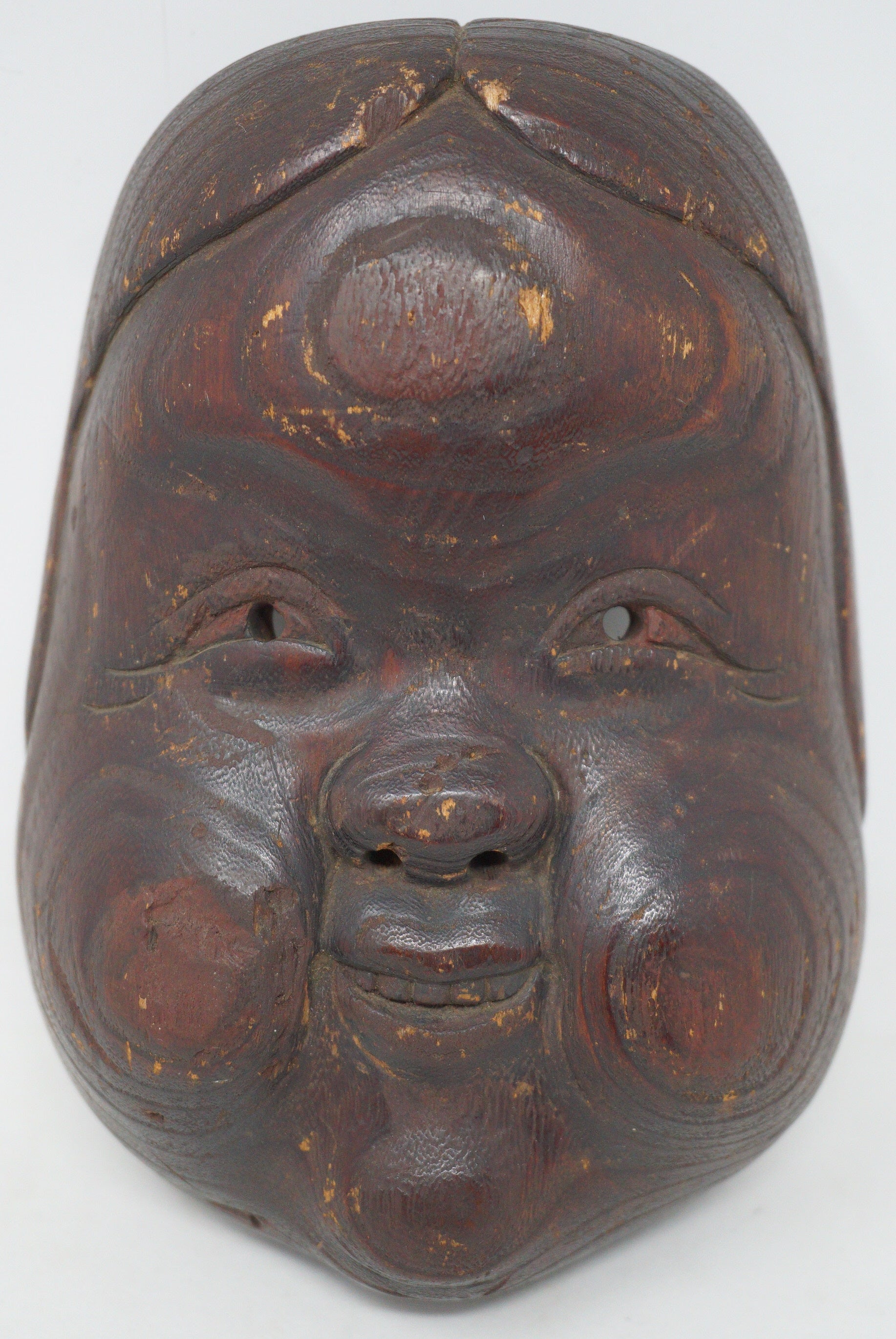 Japanese Antique Kiri Otafuku Noh Theater Mask Original from Japan 0712D26