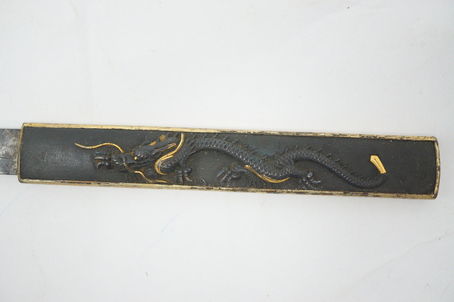 日本 Kozuka 刀带签名 Blade & Dragon Desing 古董原装剑零件 0921D2