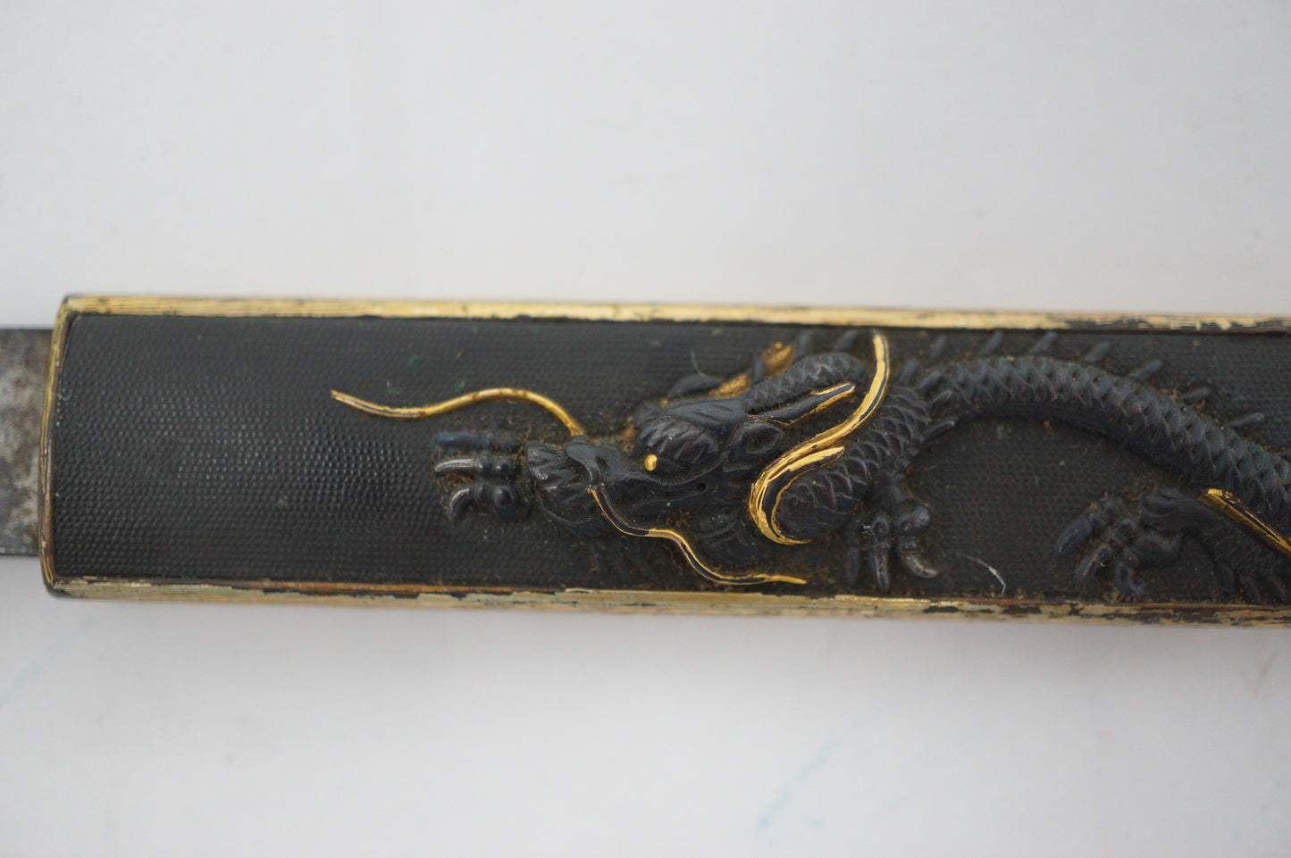 日本 Kozuka 刀带签名 Blade & Dragon Desing 古董原装剑零件 0921D2