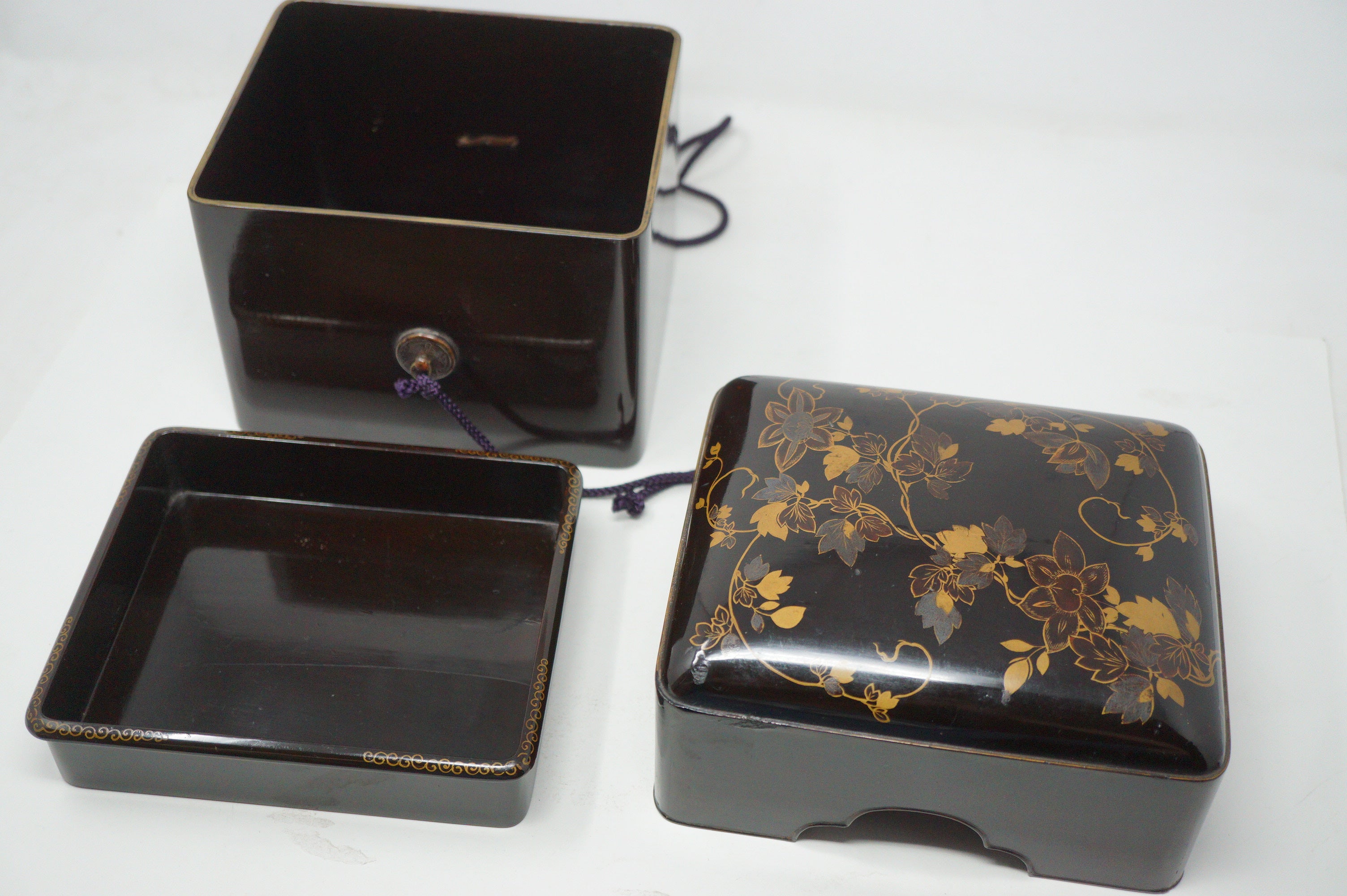 Lacquered Meiji-Period Bento Lunch Box 3 parts 0602D2