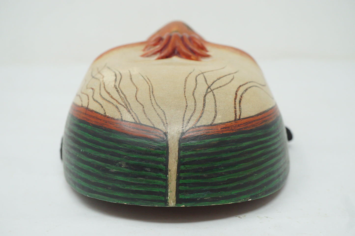 Japanese Wooden Noh Theater Mask Unique & Signed Piece in Quality Silk Bag from Japan 0425F30