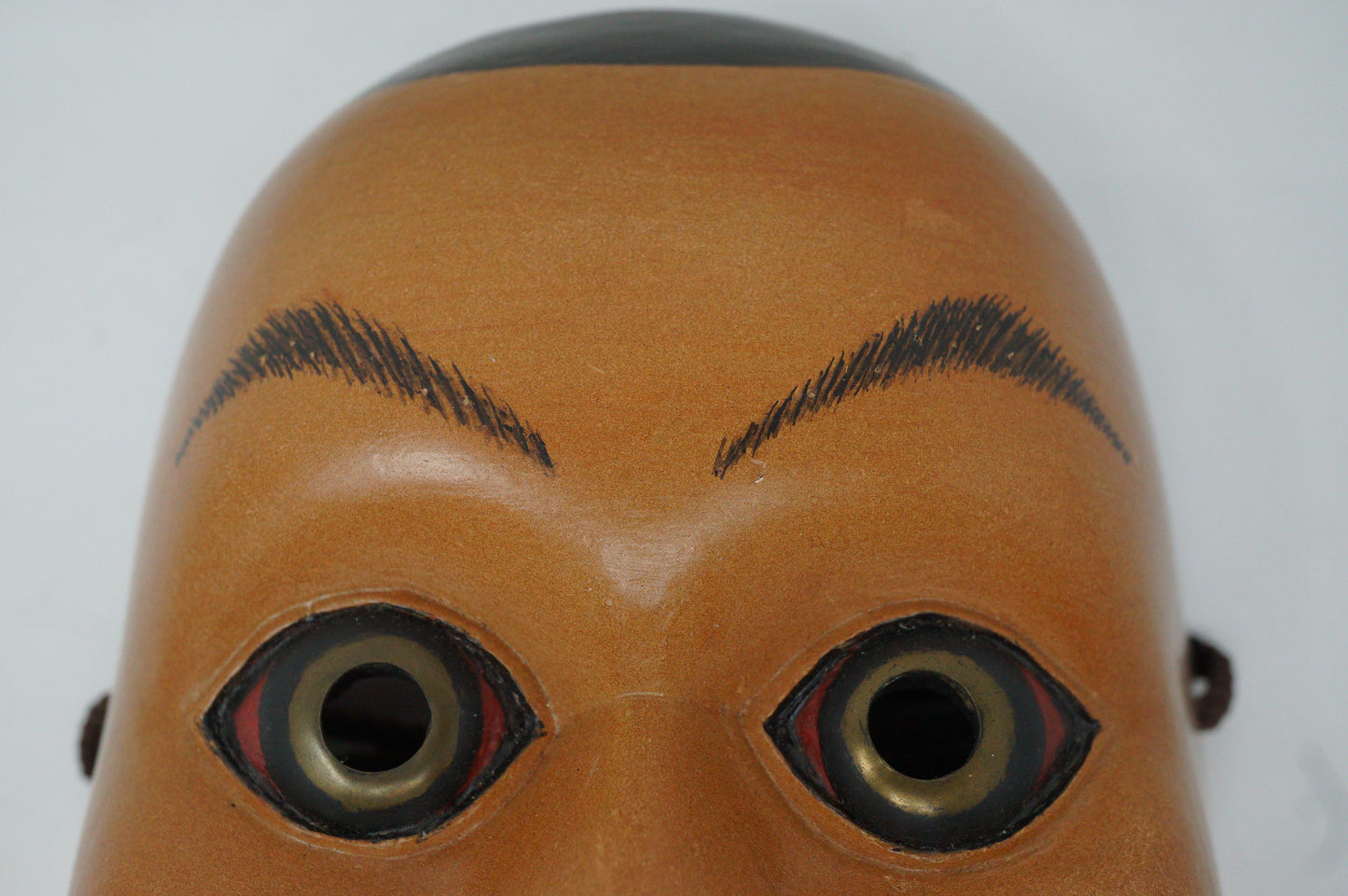 Japanese Ko-Tobide Noh Theater Wooden Mask Signed Piece in Silk Bag from Japan 0425F31
