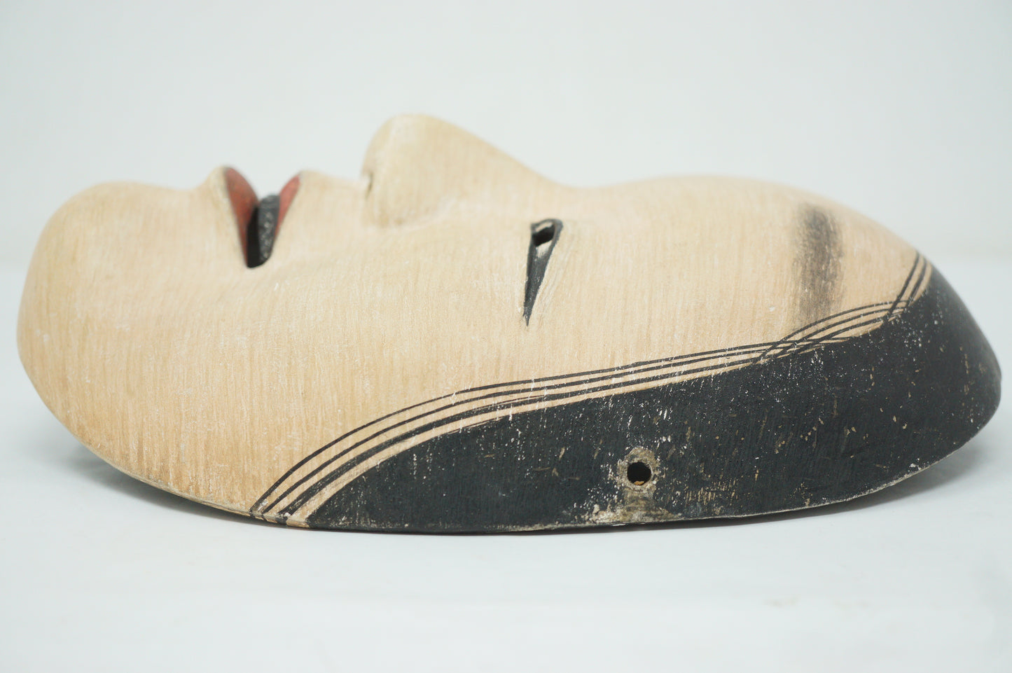 Japanese Fukai Woman's Noh Theater Wooden Mask in Silk Bag Original from Japan 0425F33