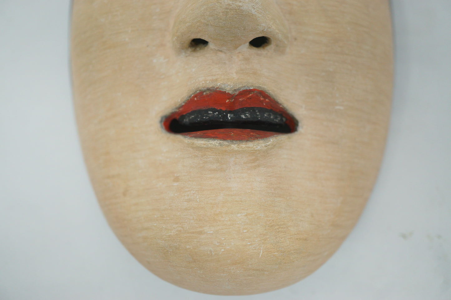 Japanese Fukai Woman's Noh Theater Wooden Mask in Silk Bag Original from Japan 0425F33