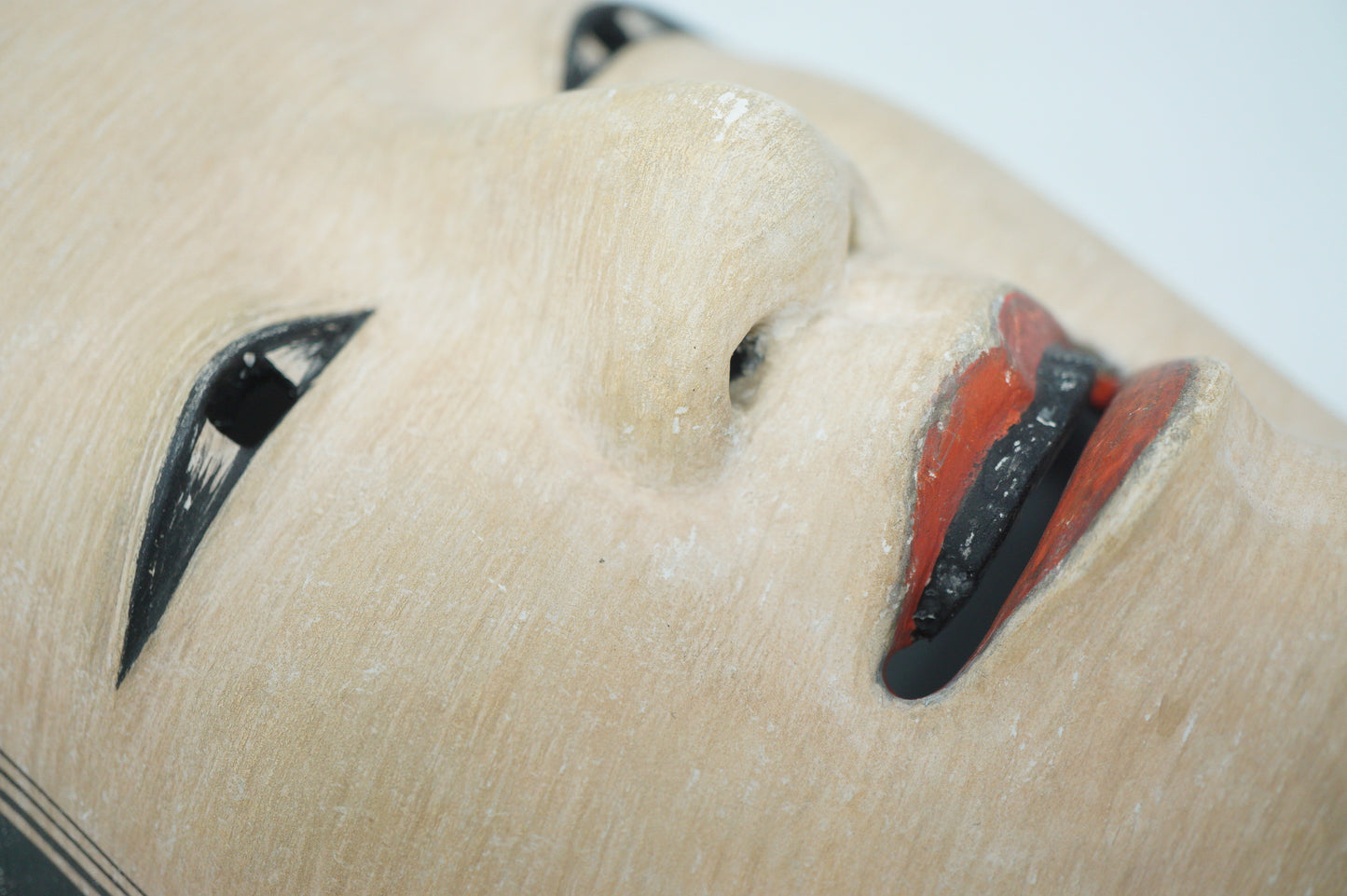 Japanese Fukai Woman's Noh Theater Wooden Mask in Silk Bag Original from Japan 0425F33