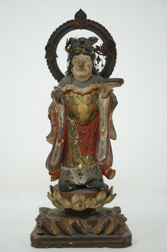Japanese Wooden Bodhisattva Figure Antique & Original Sacred Buddha from Japan 0322E3
