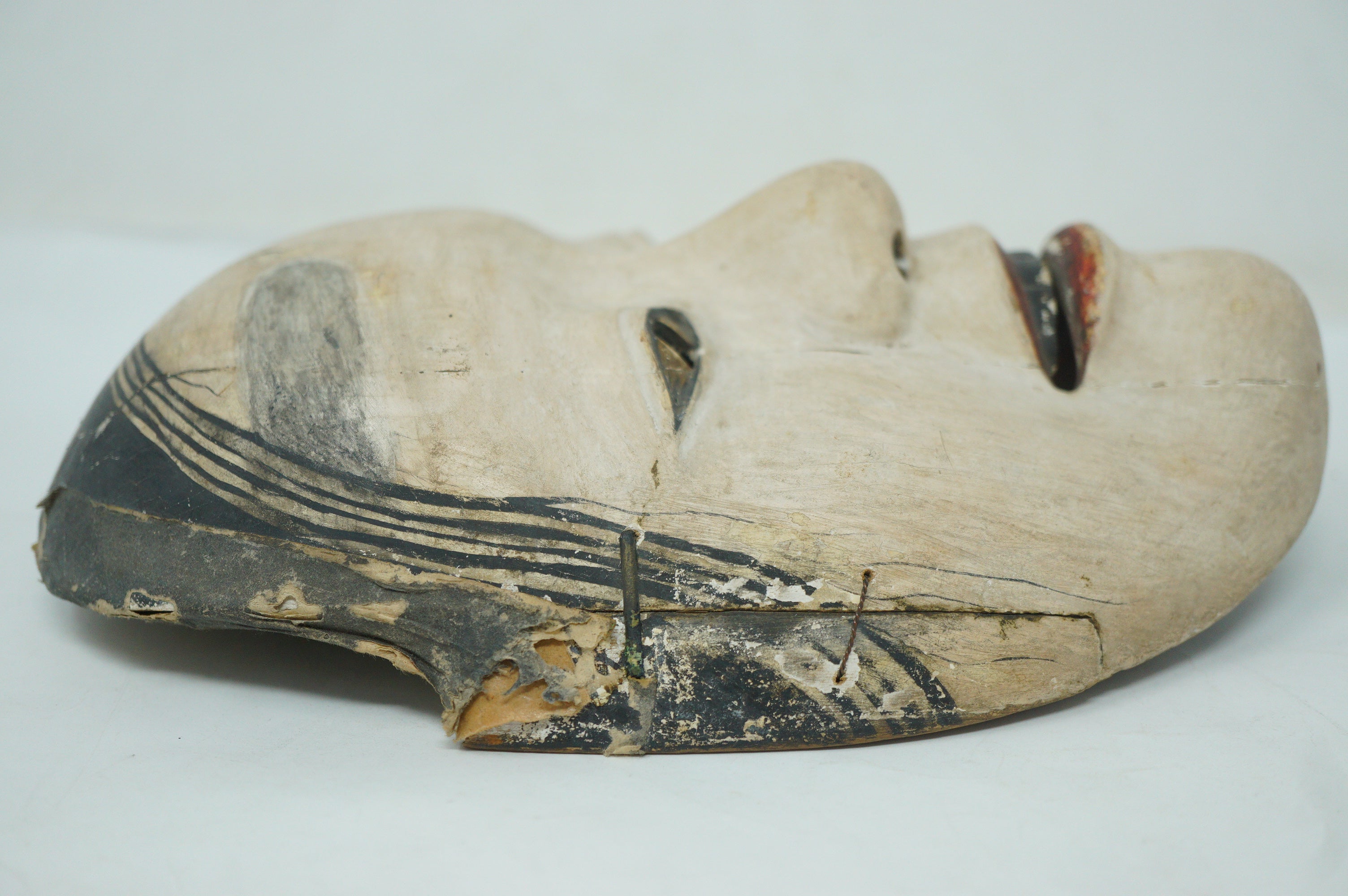 Japanese Meiji Era Noh-Theater Wooden Mask in Deigan Style Original from Japan 0331F5