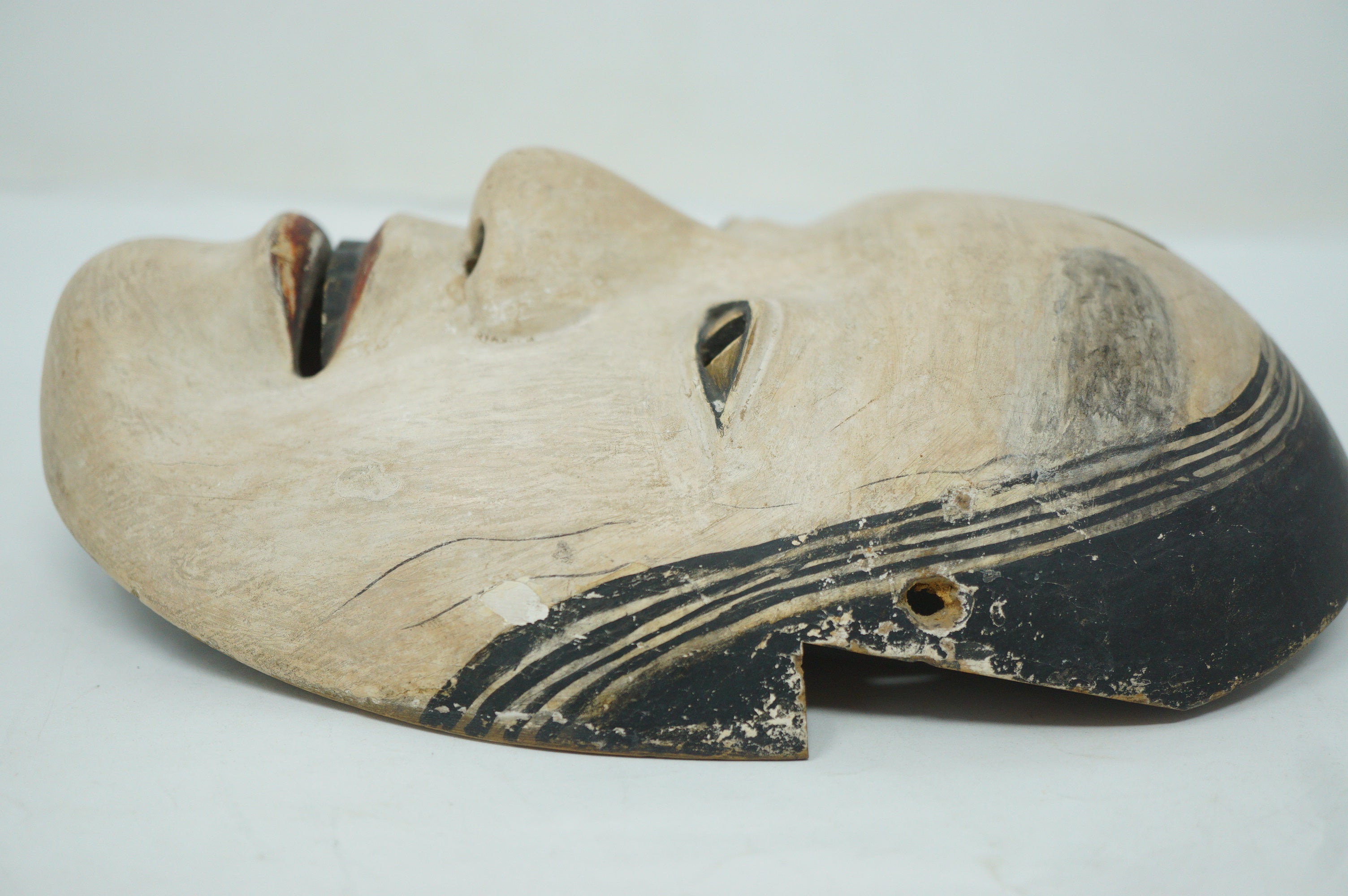 Japanese Meiji Era Noh-Theater Wooden Mask in Deigan Style Original from Japan 0331F5