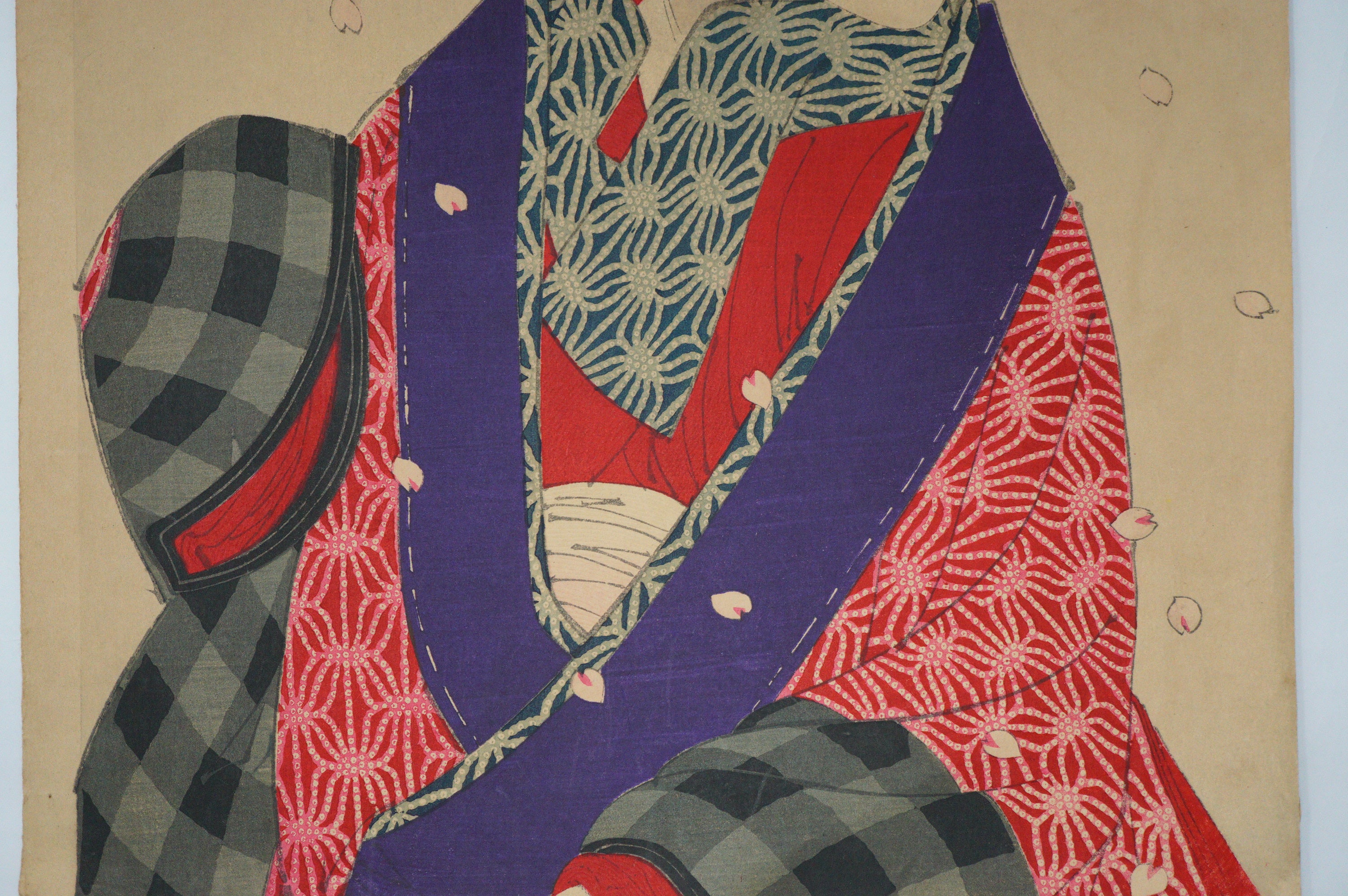 Rare Yoshitoshi Woodblock Print Original "Looking eager to meet" from Japan 0310E6