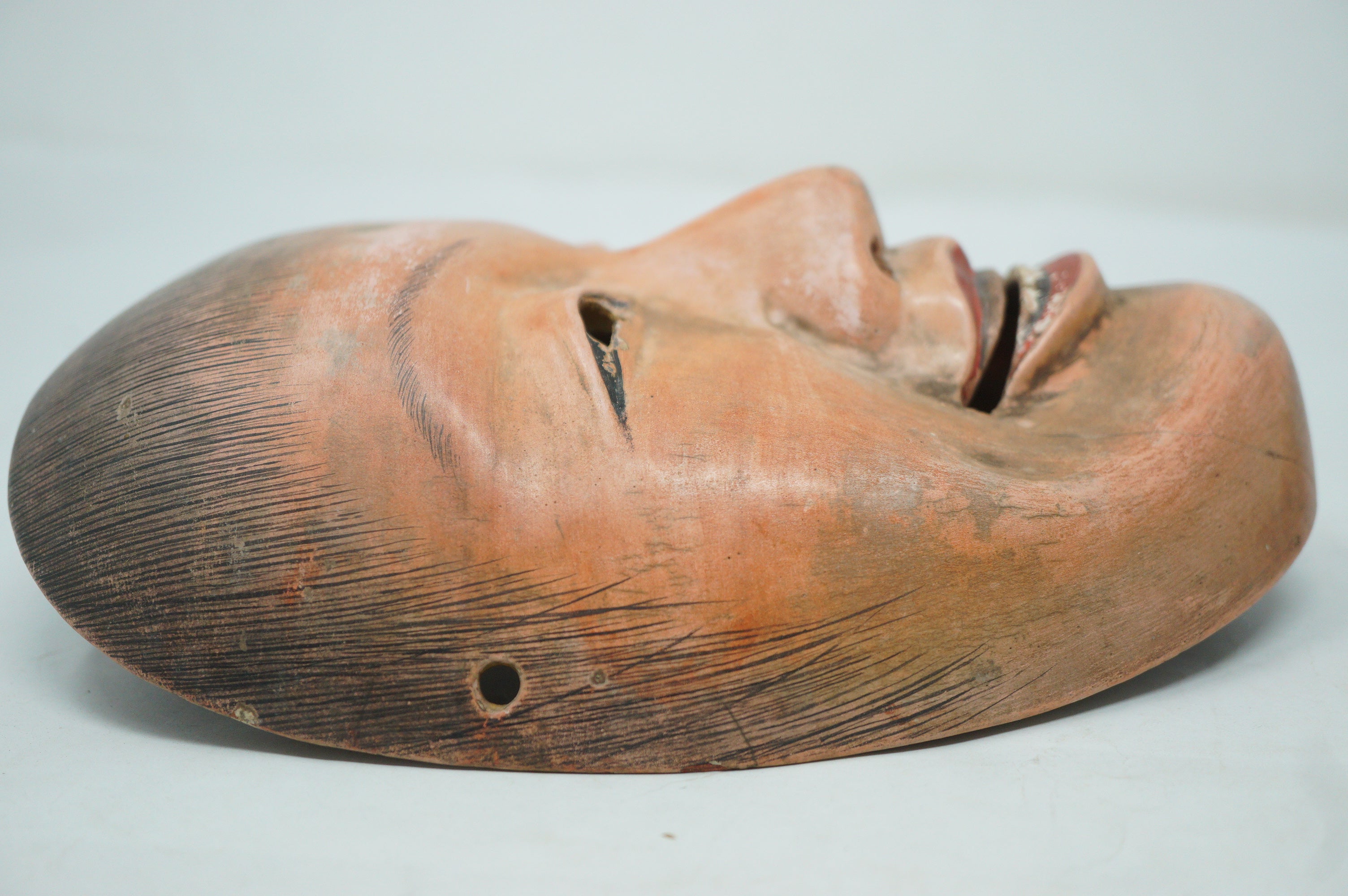 Japanese Meiji Era Noh-Theater Wooden Mask in Otoko Style Original from Japan 0331F7