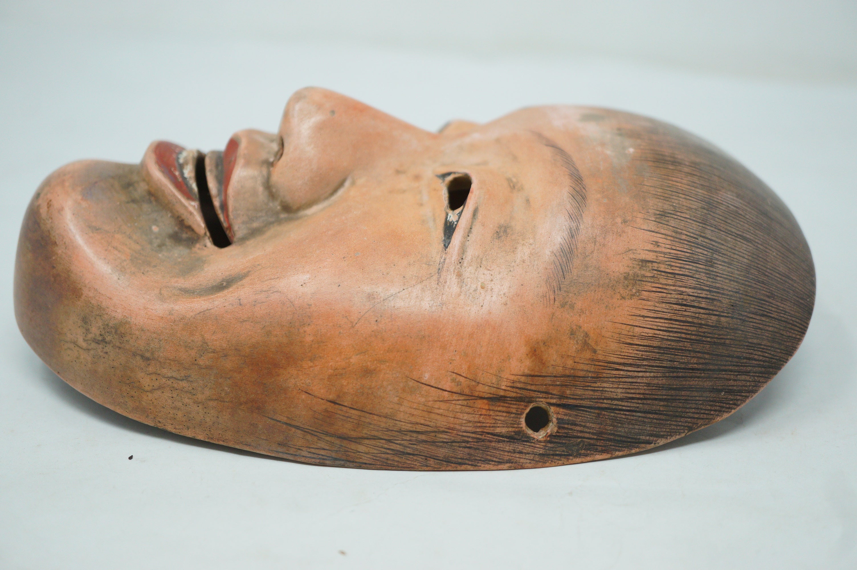Japanese Meiji Era Noh-Theater Wooden Mask in Otoko Style Original from Japan 0331F7