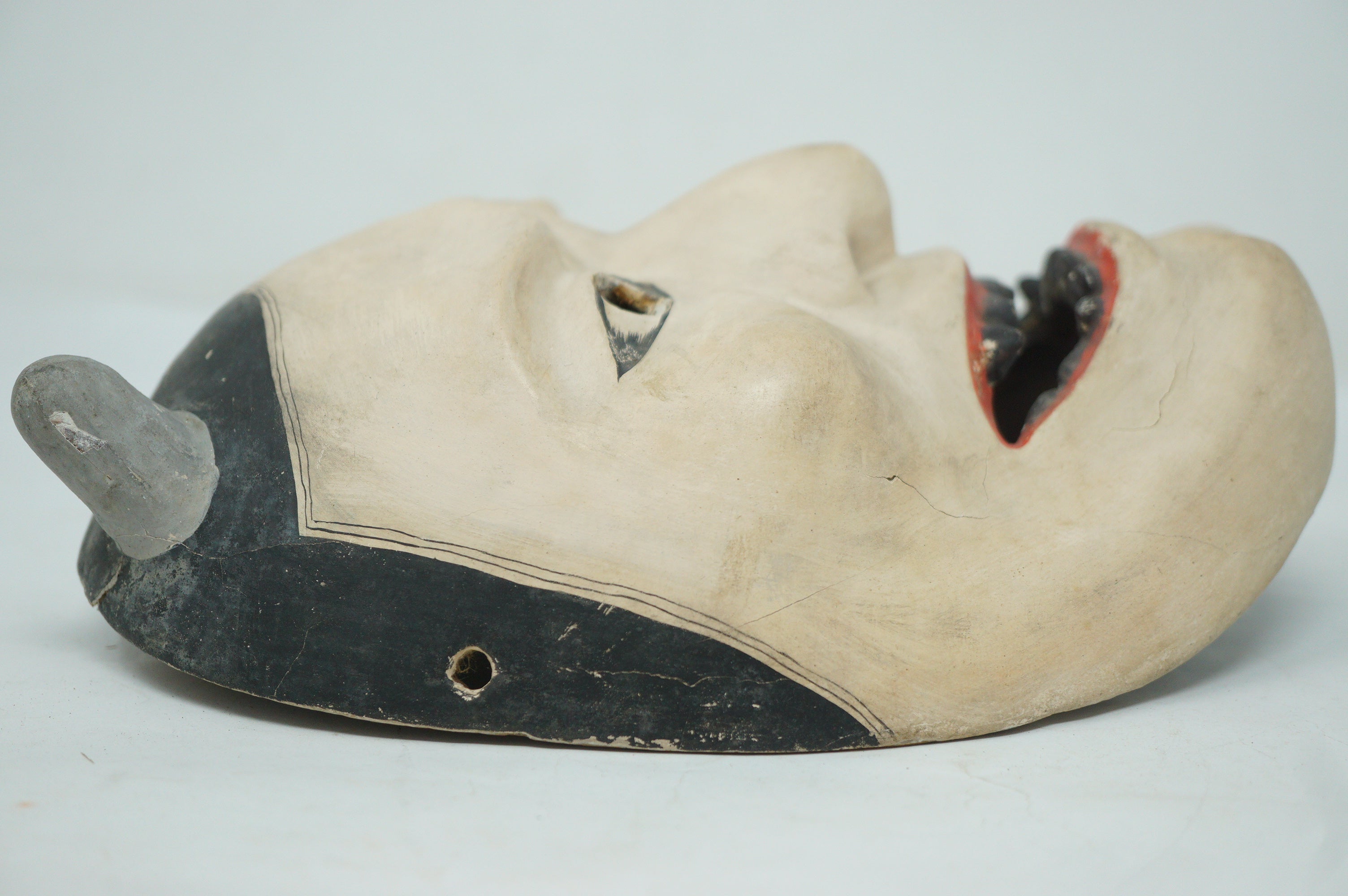 Japanese Meiji Era Noh-Theater Wooden Mask in Namanari Demon Style Original from Japan 0331F9