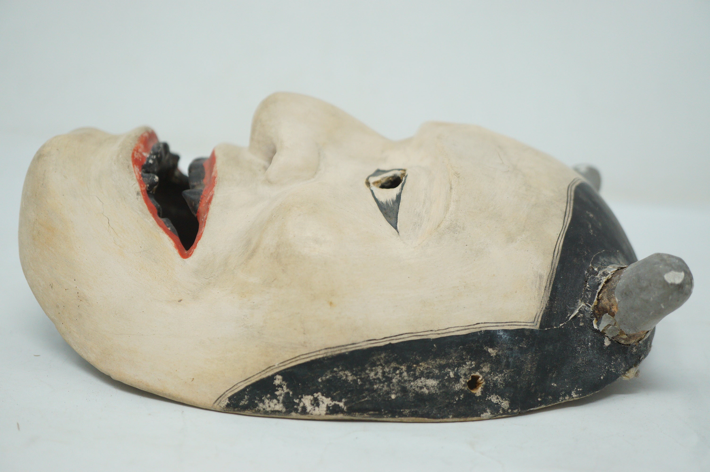 Japanese Meiji Era Noh-Theater Wooden Mask in Namanari Demon Style Original from Japan 0331F9