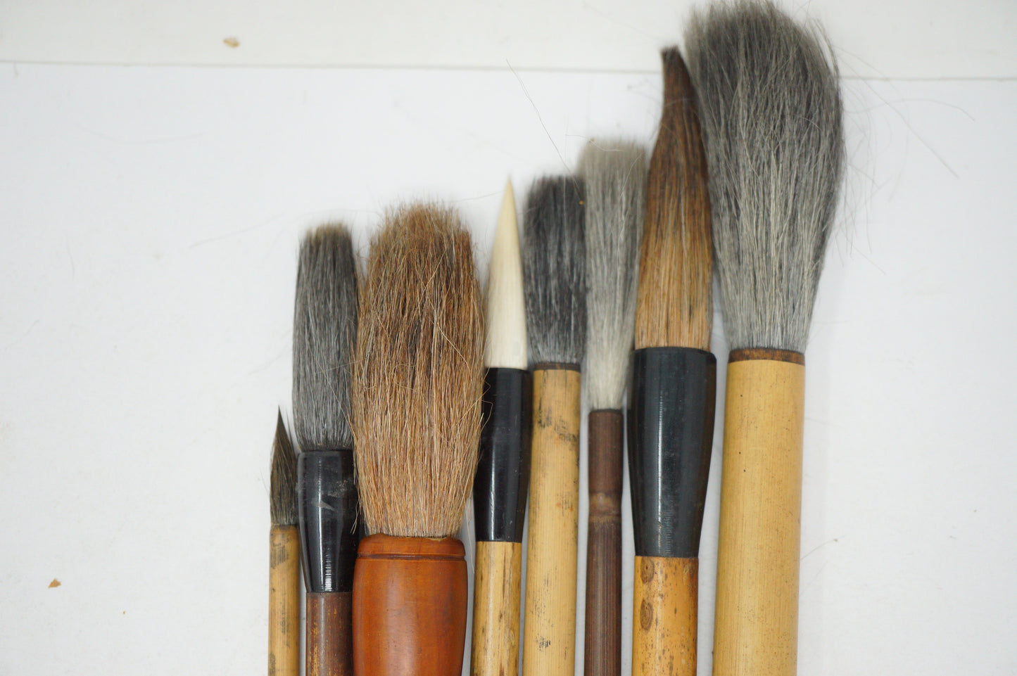 Japanese Fude Calligraphy Brush Collection in Vintage wooden Box 0621D9