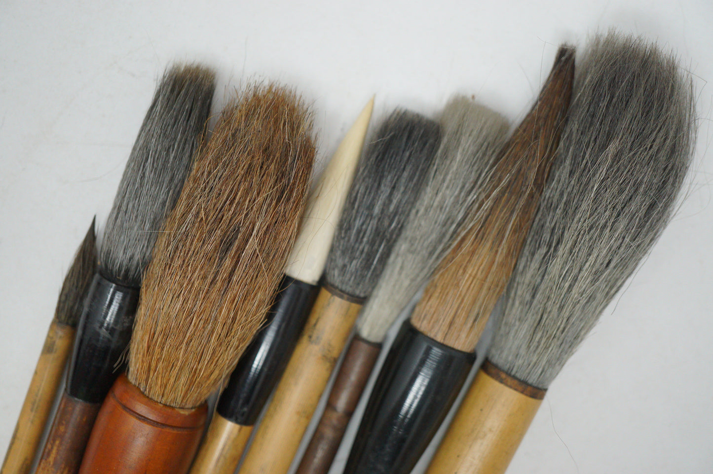 Japanese Fude Calligraphy Brush Collection in Vintage wooden Box 0621D9