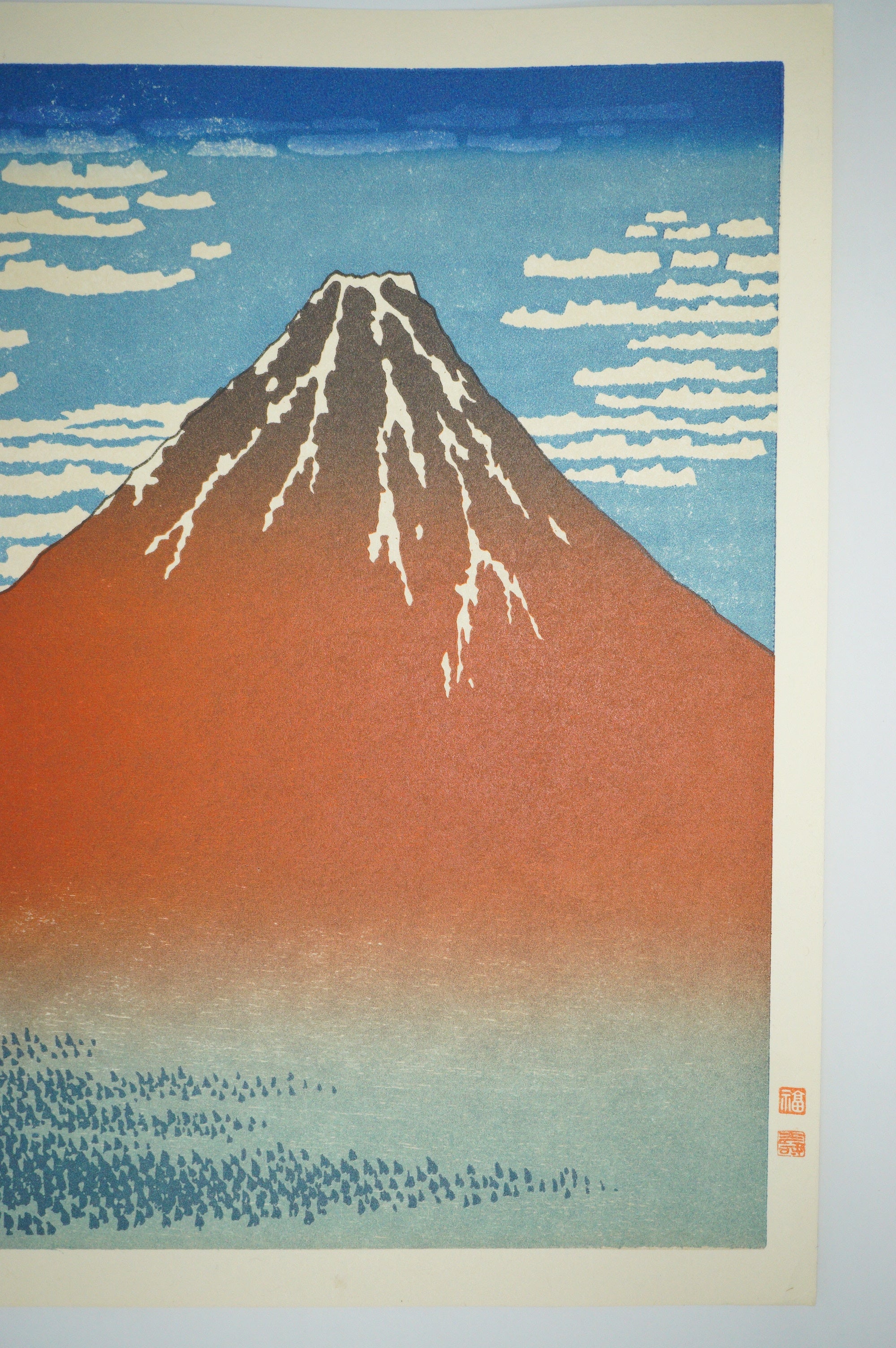 Japanese Woodblock Print Re-carved Edition by Katsushika Hokusai - Red Fuji 0802D1-4