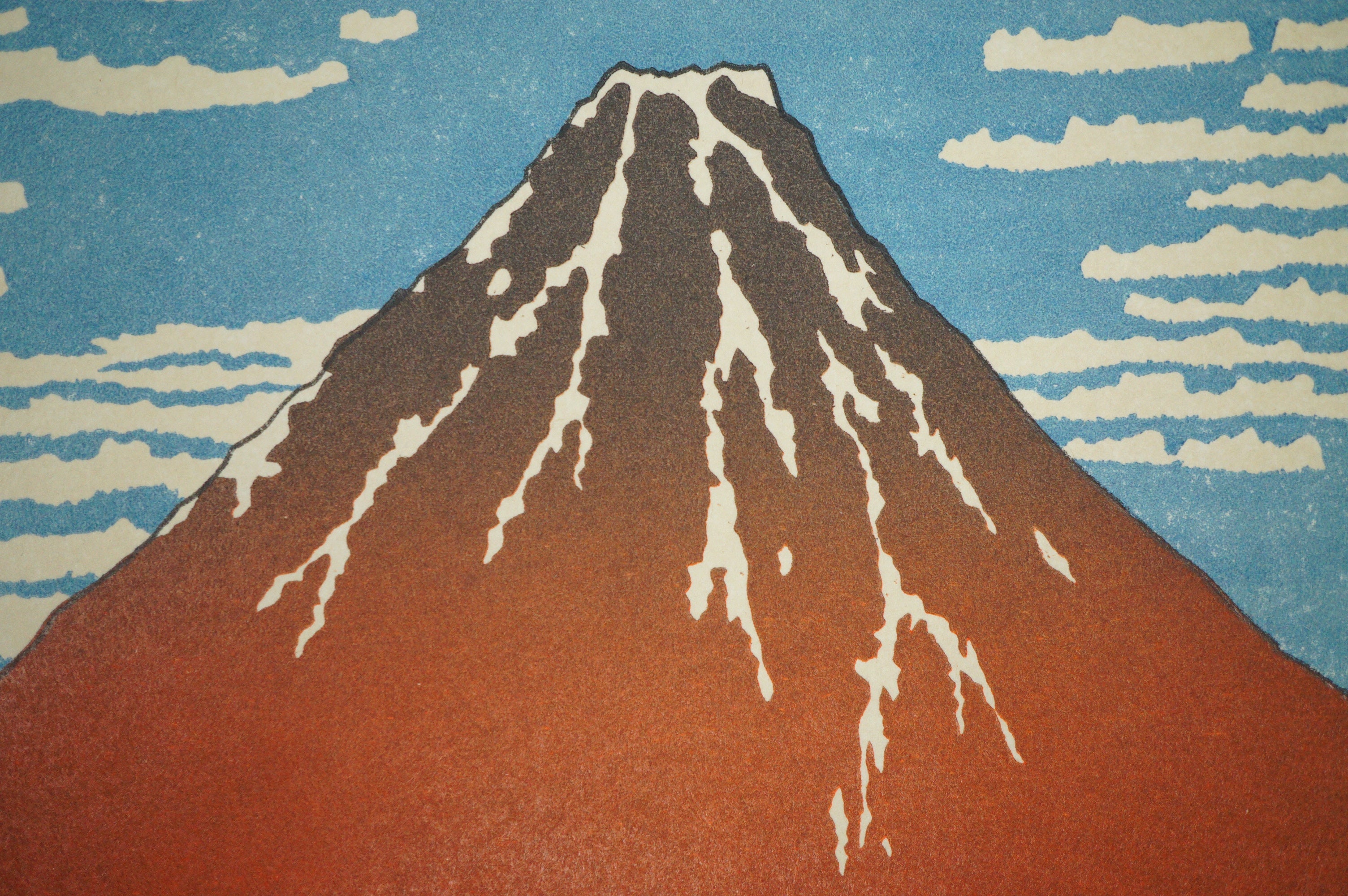 Japanese Woodblock Print Re-carved Edition by Katsushika Hokusai - Red Fuji 0802D1-4