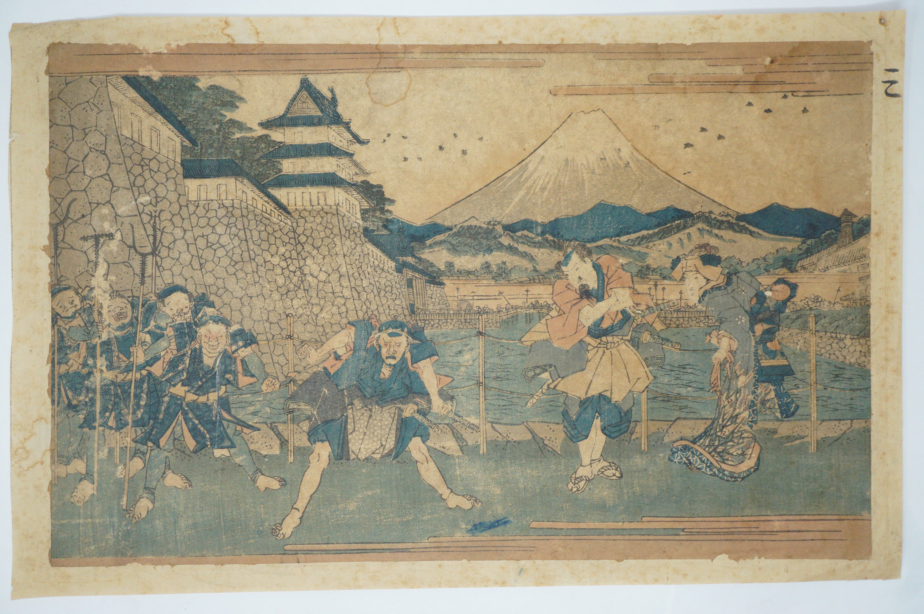 Japanischer Holzschnitt Original von Keisai Eisen - Akt III aus Japan 0123F10