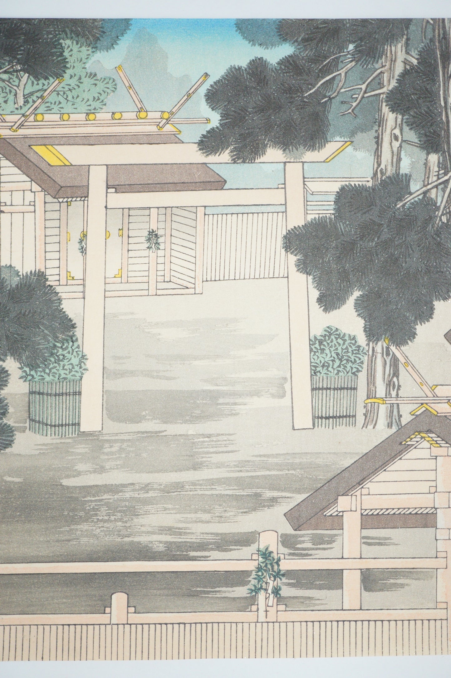 Japanese Woodblock Print 1937 Original by Yamanaka Kodo -Shrine Gate- from Japan 0625E10