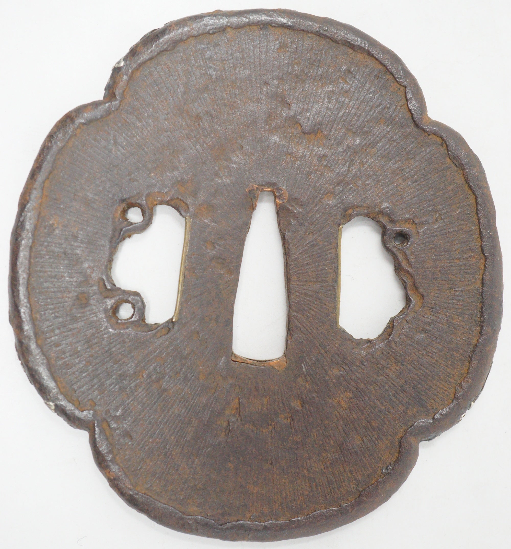 Japanese Iron Tsuba Guard for Katana Swords with Silver Inlays & Signed 1127F10