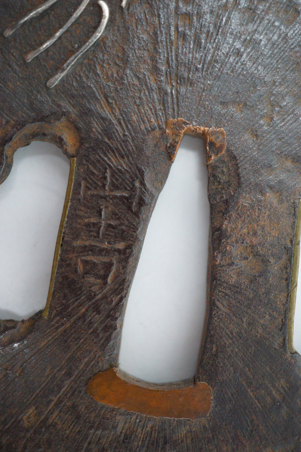 Japanese Iron Tsuba Guard for Katana Swords with Silver Inlays & Signed 1127F10