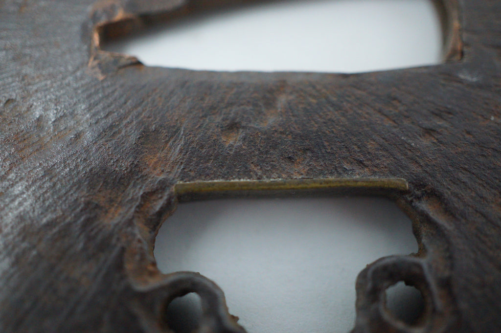 Japanese Iron Tsuba Guard for Katana Swords with Silver Inlays & Signed 1127F10