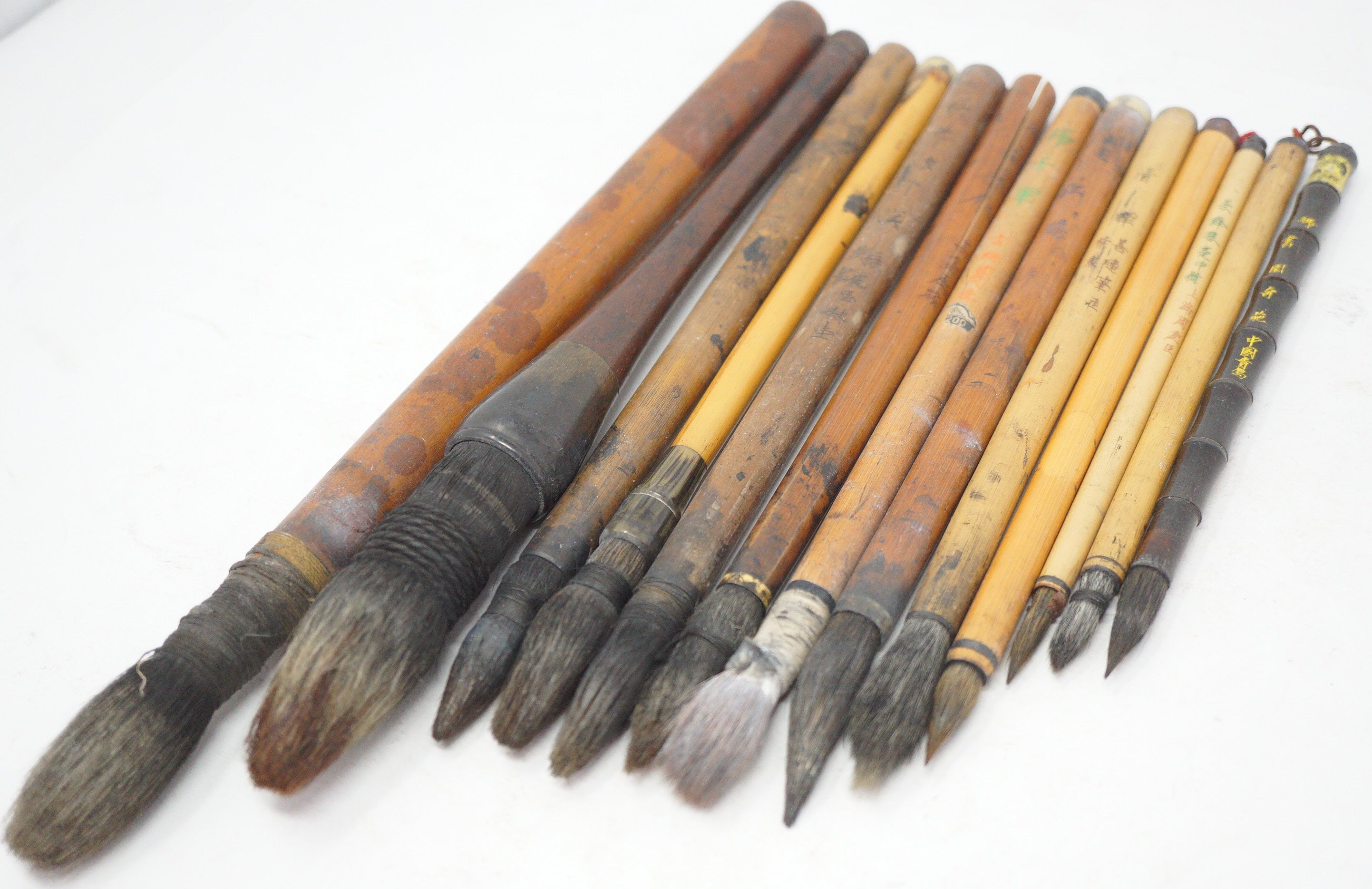 Japanese Vintage Calligraphy Brush Collection 13 Original Bamboo Fude from Japan 1012D10