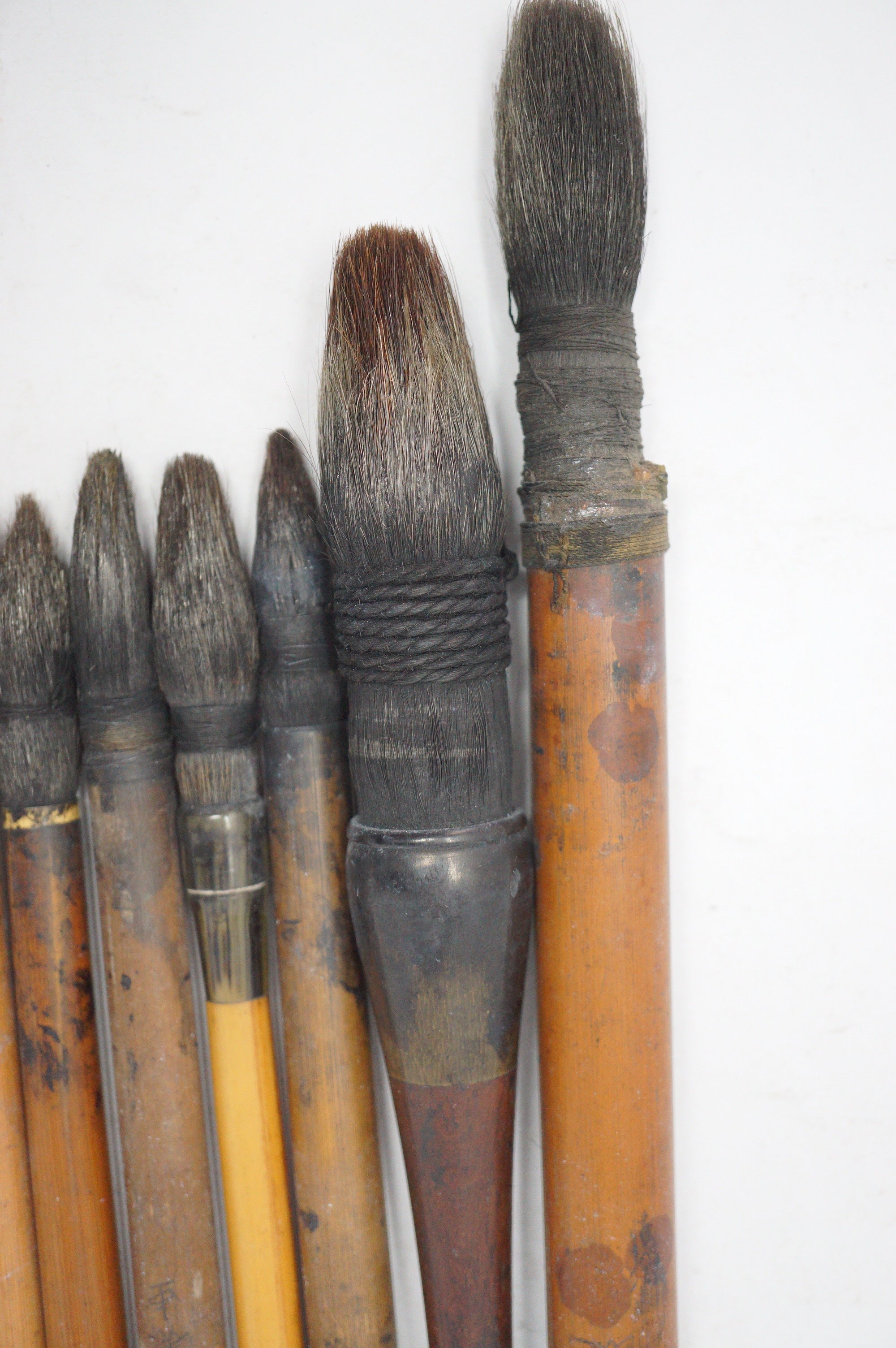 Japanese Vintage Calligraphy Brush Collection 13 Original Bamboo Fude from Japan 1012D10