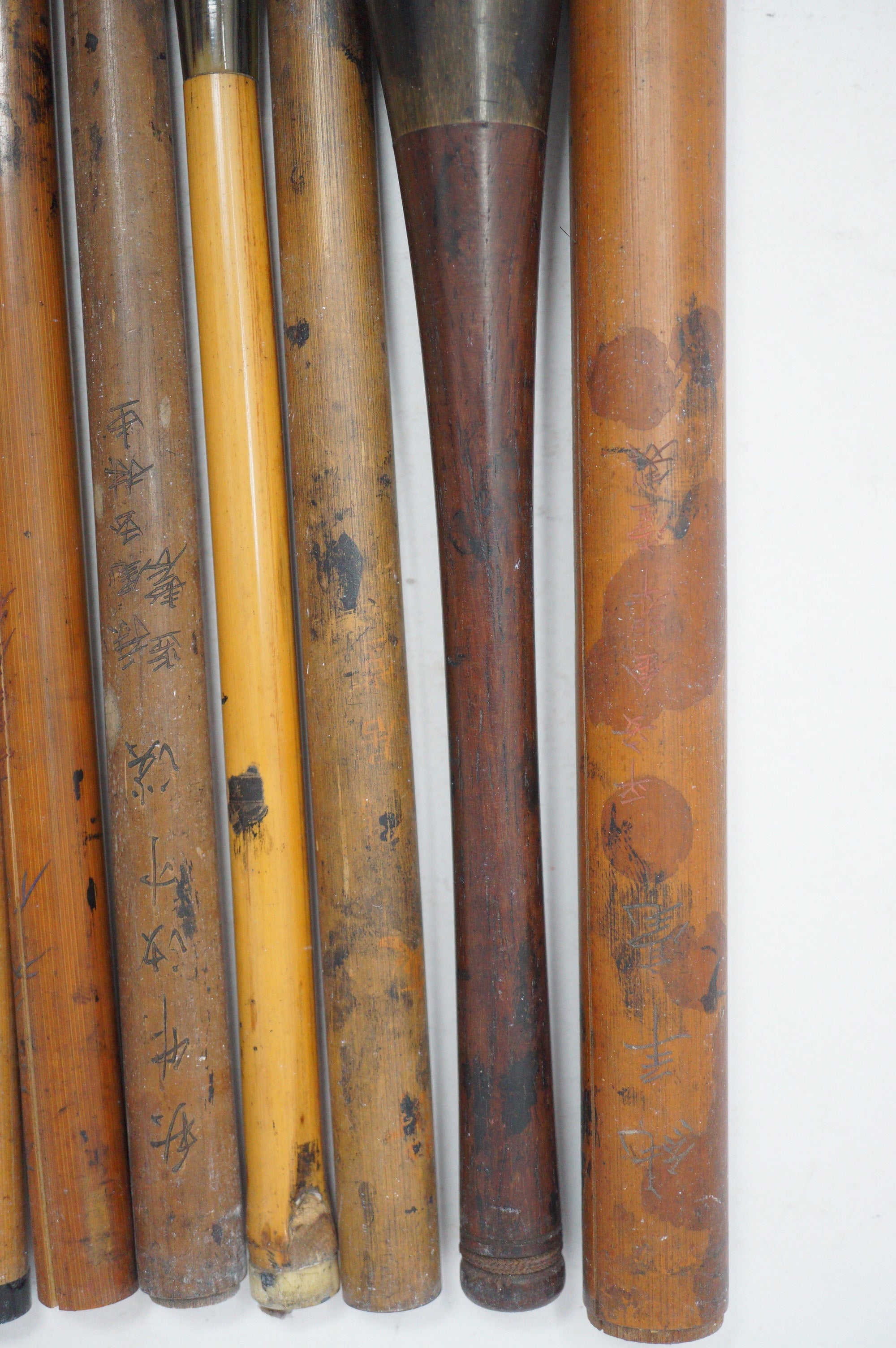 Japanese Vintage Calligraphy Brush Collection 13 Original Bamboo Fude from Japan 1012D10