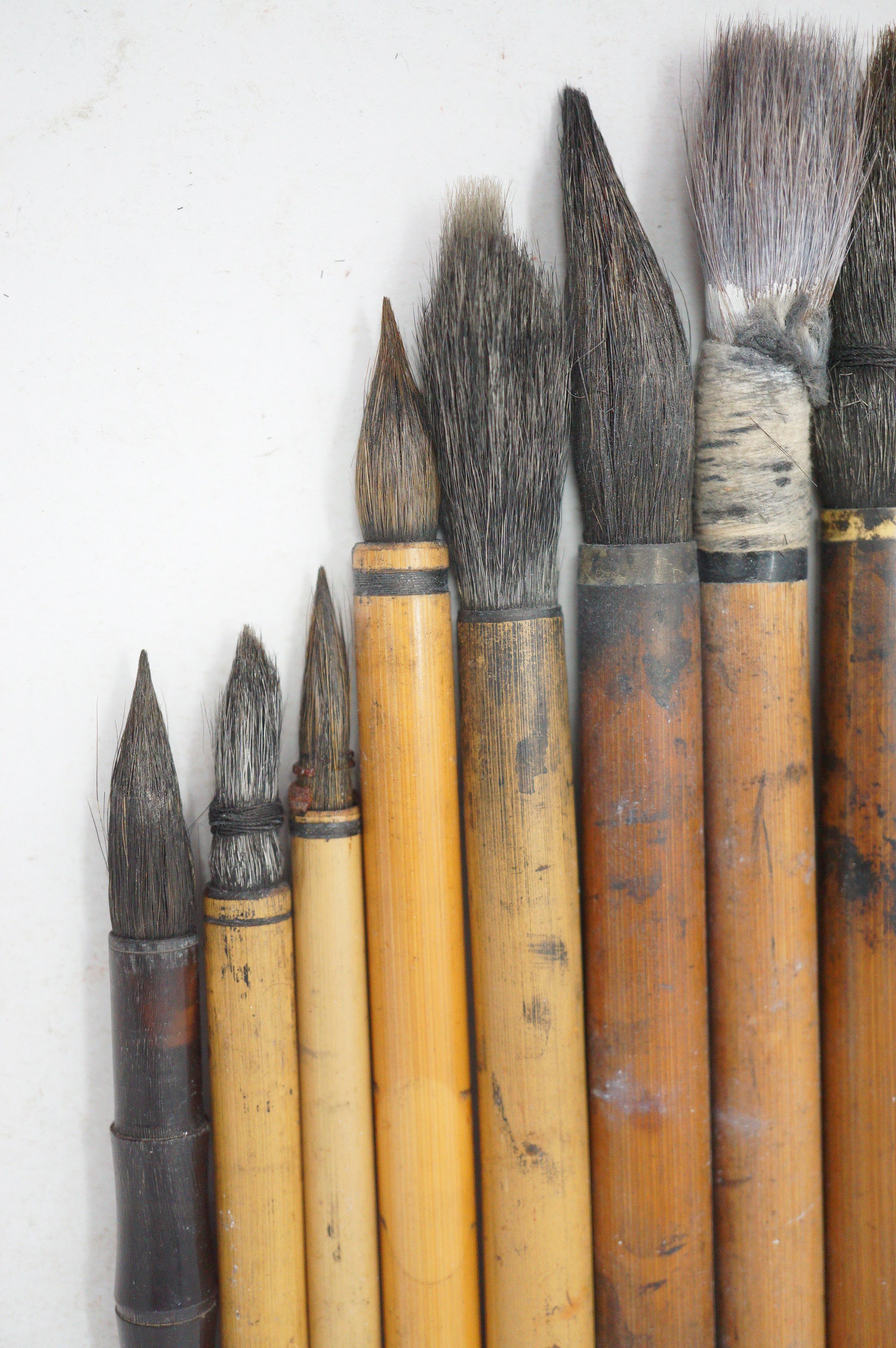 Japanese Vintage Calligraphy Brush Collection 13 Original Bamboo Fude from Japan 1012D10