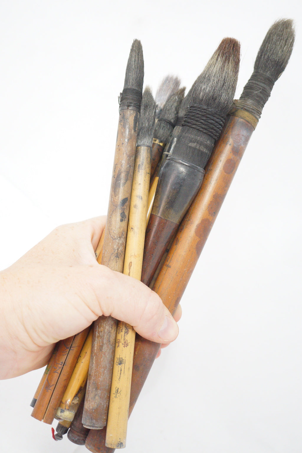 Japanese Vintage Calligraphy Brush Collection 13 Original Bamboo Fude from Japan 1012D10