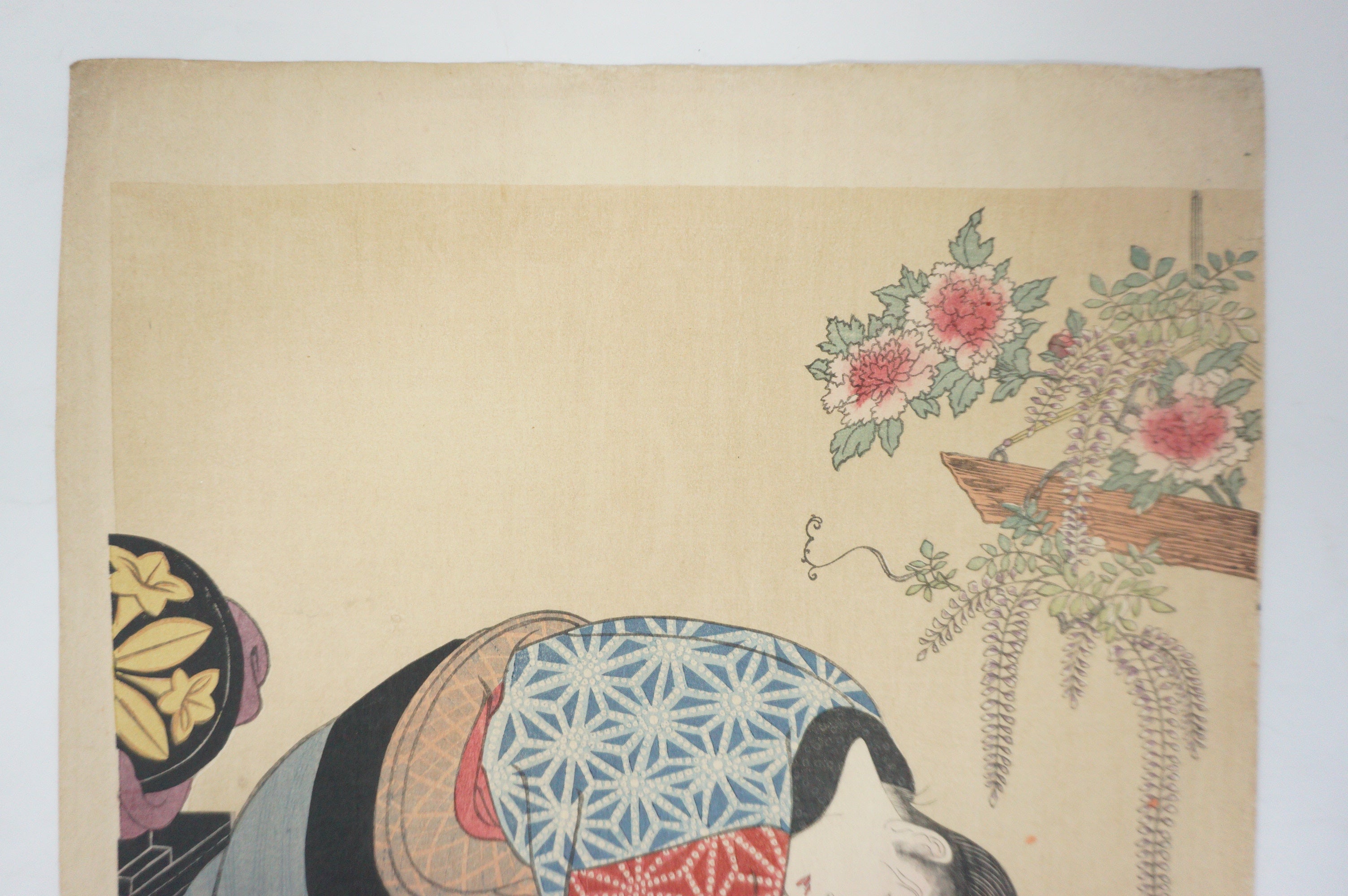 Japanese Woodblock Print Recarved Edition by Kitagawa Utamaro - Geisha Combing Hair 1105D10