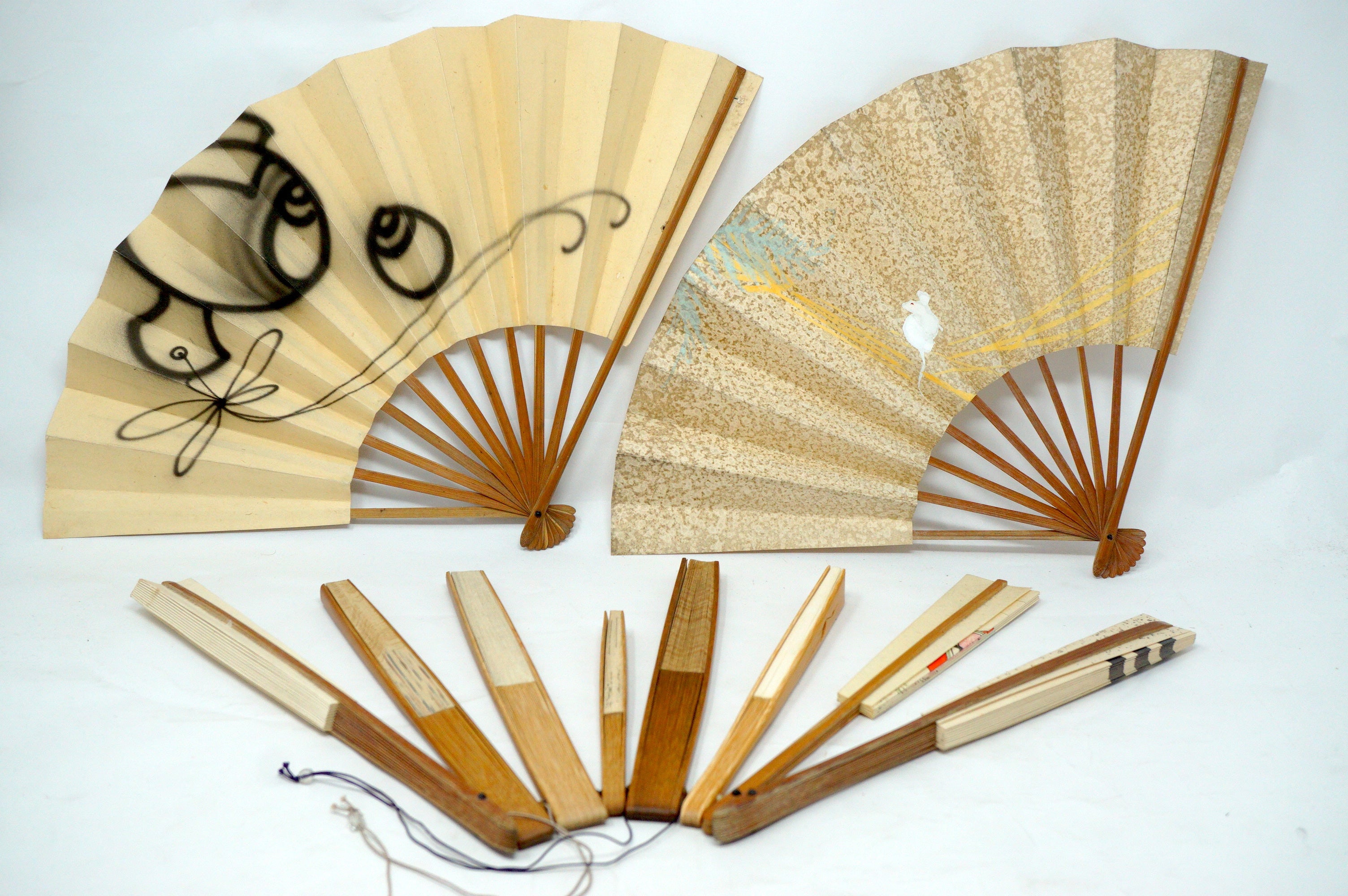 Japanische Sensu Faltfächer-Kollektion x10 Vintage Original 扇子 aus Japan 1127D10