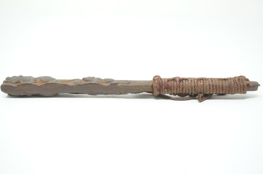 Antique Japanese Jute Iron Stick Edo Period Unique Tiger-Dragon Design Original from Japan 0331G10