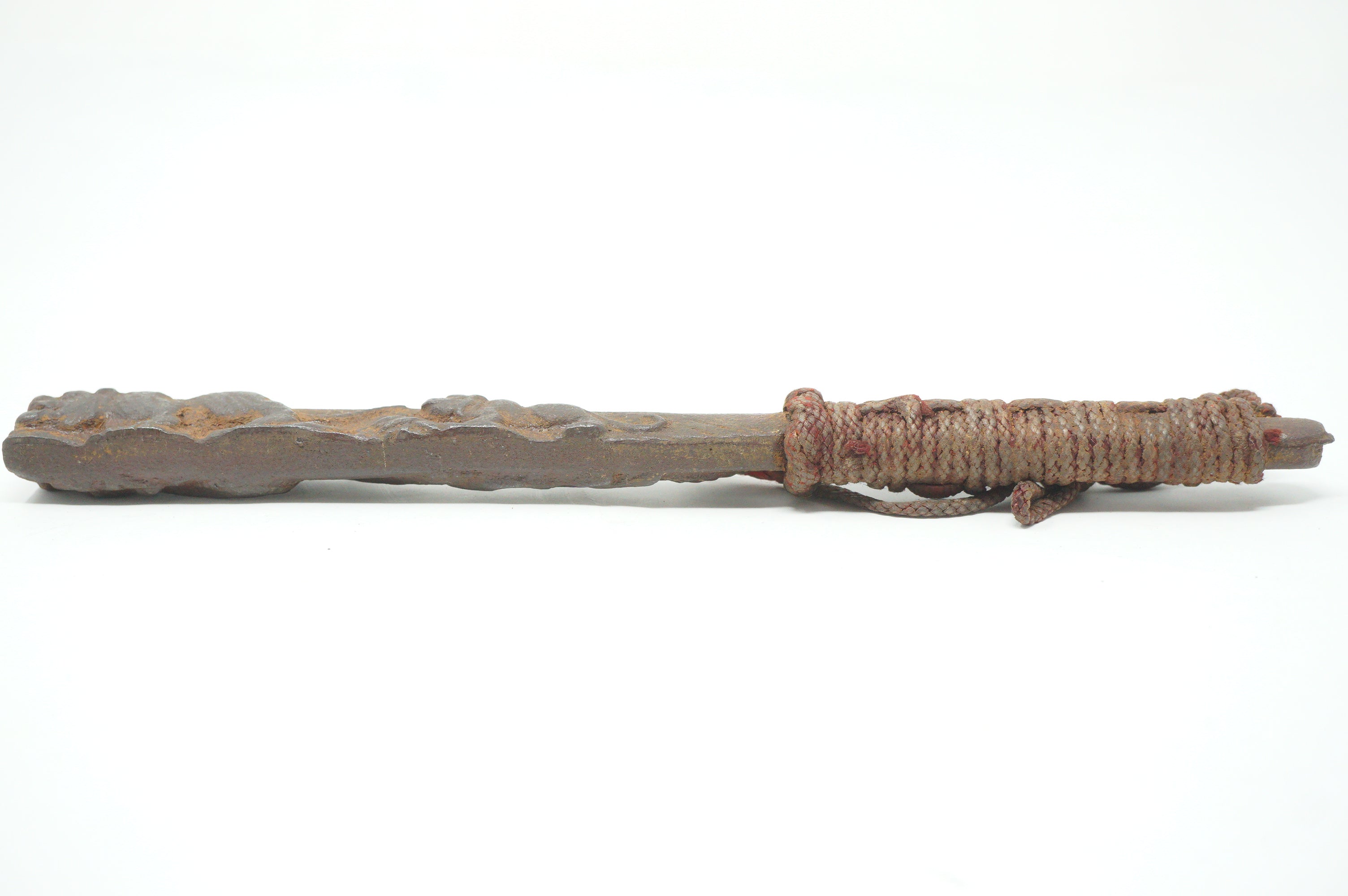 Antique Japanese Jute Iron Stick Edo Period Unique Tiger-Dragon Design Original from Japan 0331G10