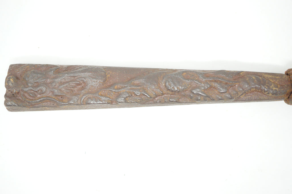 Antique Japanese Jute Iron Stick Edo Period Unique Tiger-Dragon Design Original from Japan 0331G10