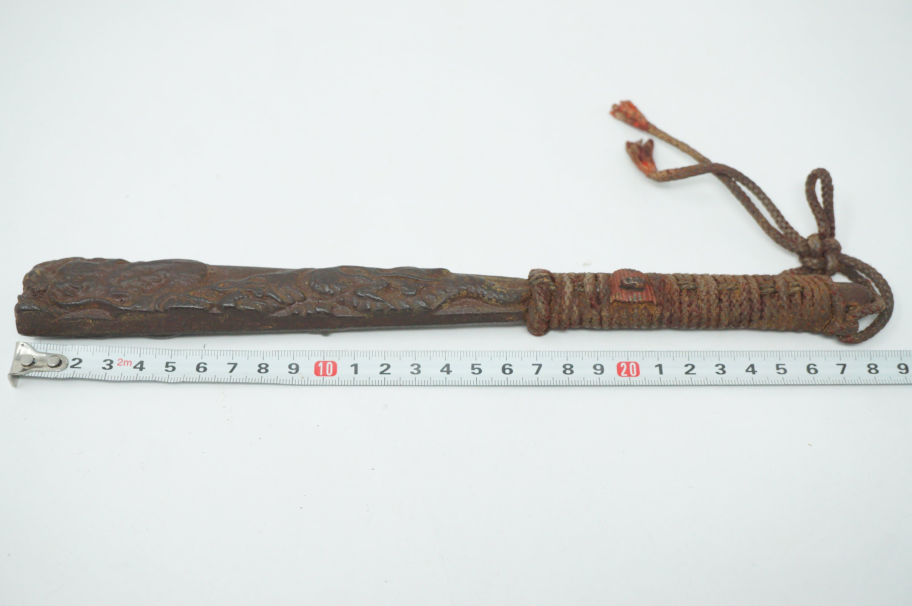 Antique Japanese Jute Iron Stick Edo Period Unique Tiger-Dragon Design Original from Japan 0331G10