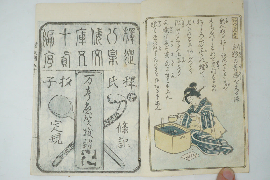 Antique Japanese Manga Book with detailed Woodblock Printed Images from Japan 0928D11