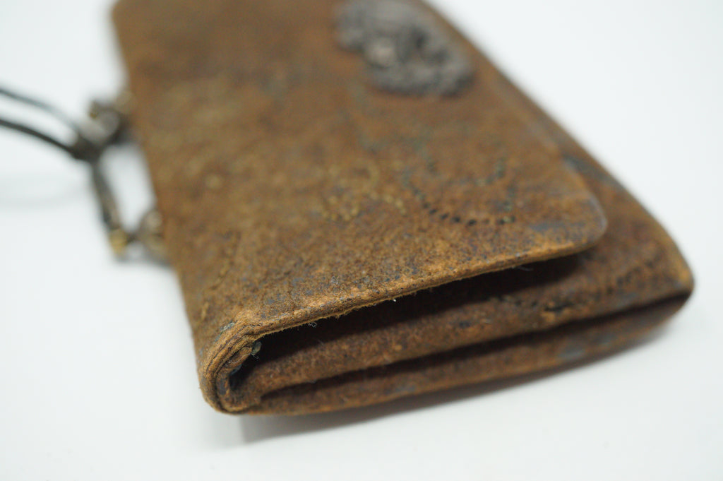 Antiker Tabak-Ire Lederbeutel mit feinen Ornamenten Original aus Japan 0618F11