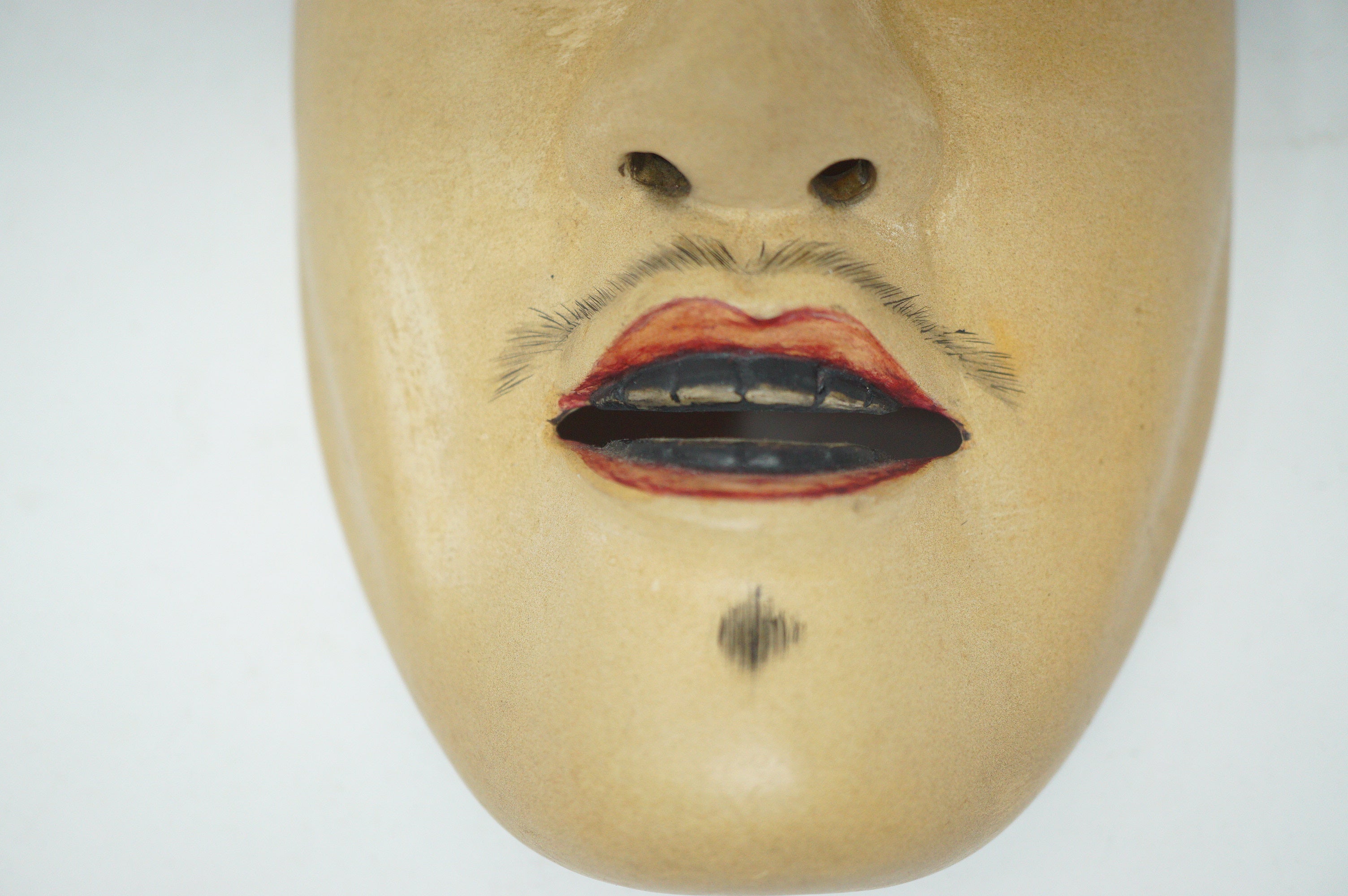 Handgefertigte japanische Noh-Theatermaske aus Holz – Mann 0602D11
