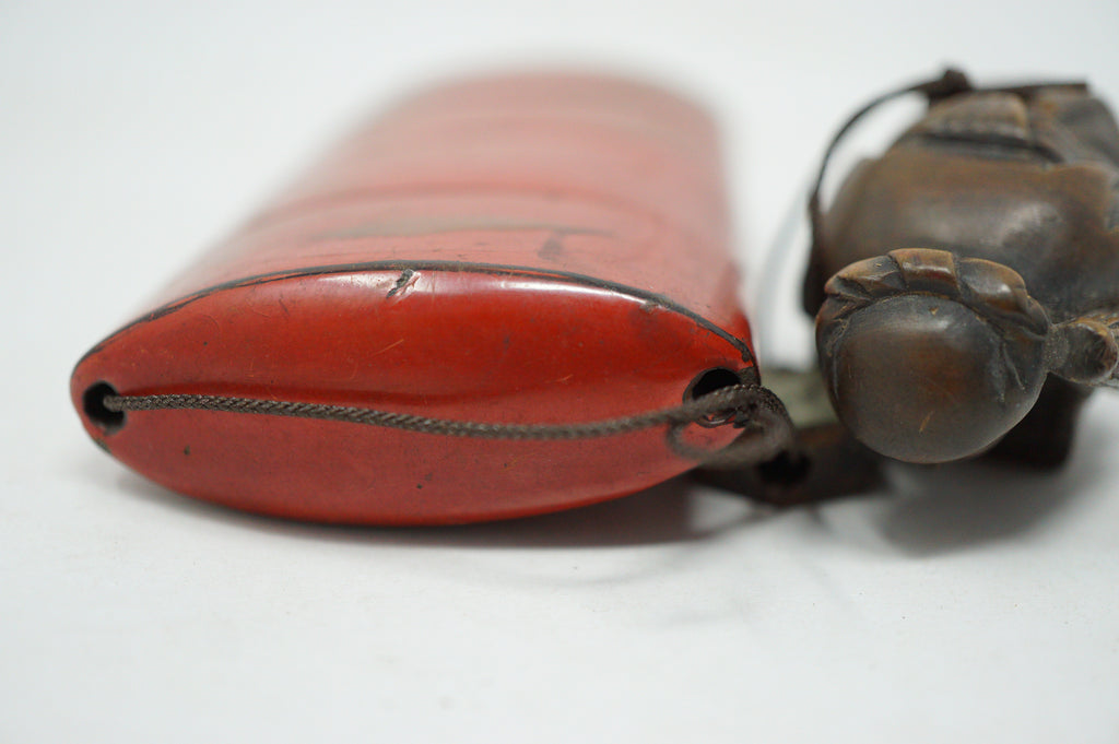 Japanisches Inro mit Netsuke &amp; Ojime Original Sagemono aus Japan 1227D12
