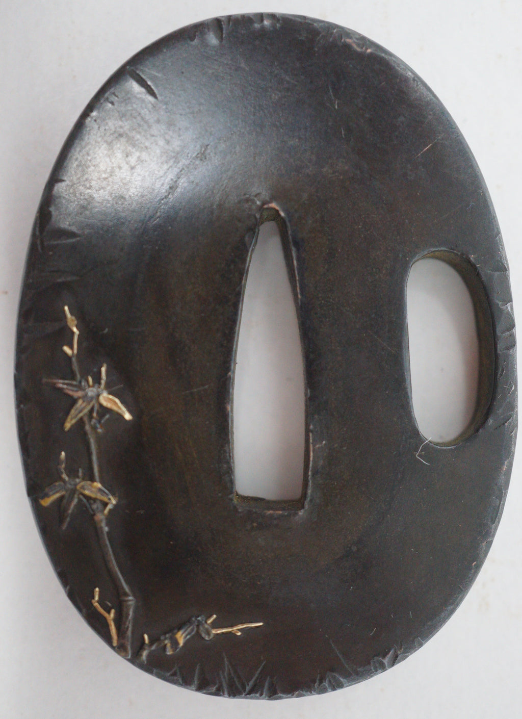 Japanese Tsuba Bronze Tanto Guard with fine Images & Signed 1201F12