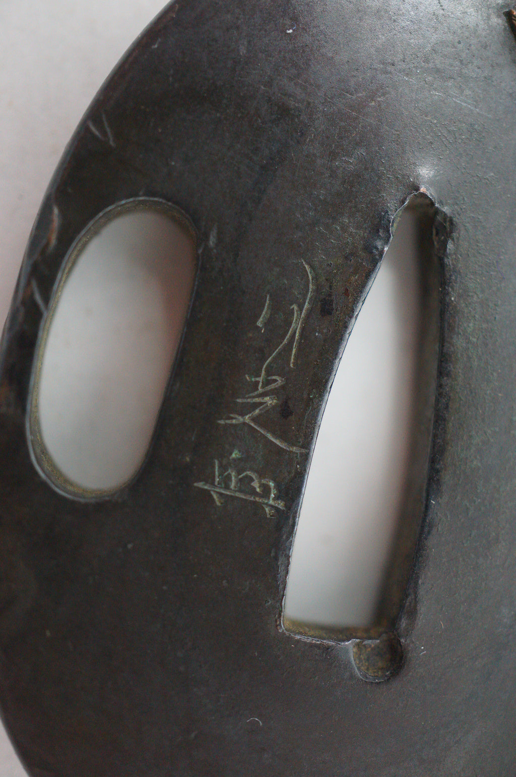 Japanese Tsuba Bronze Tanto Guard with fine Images & Signed 1201F12